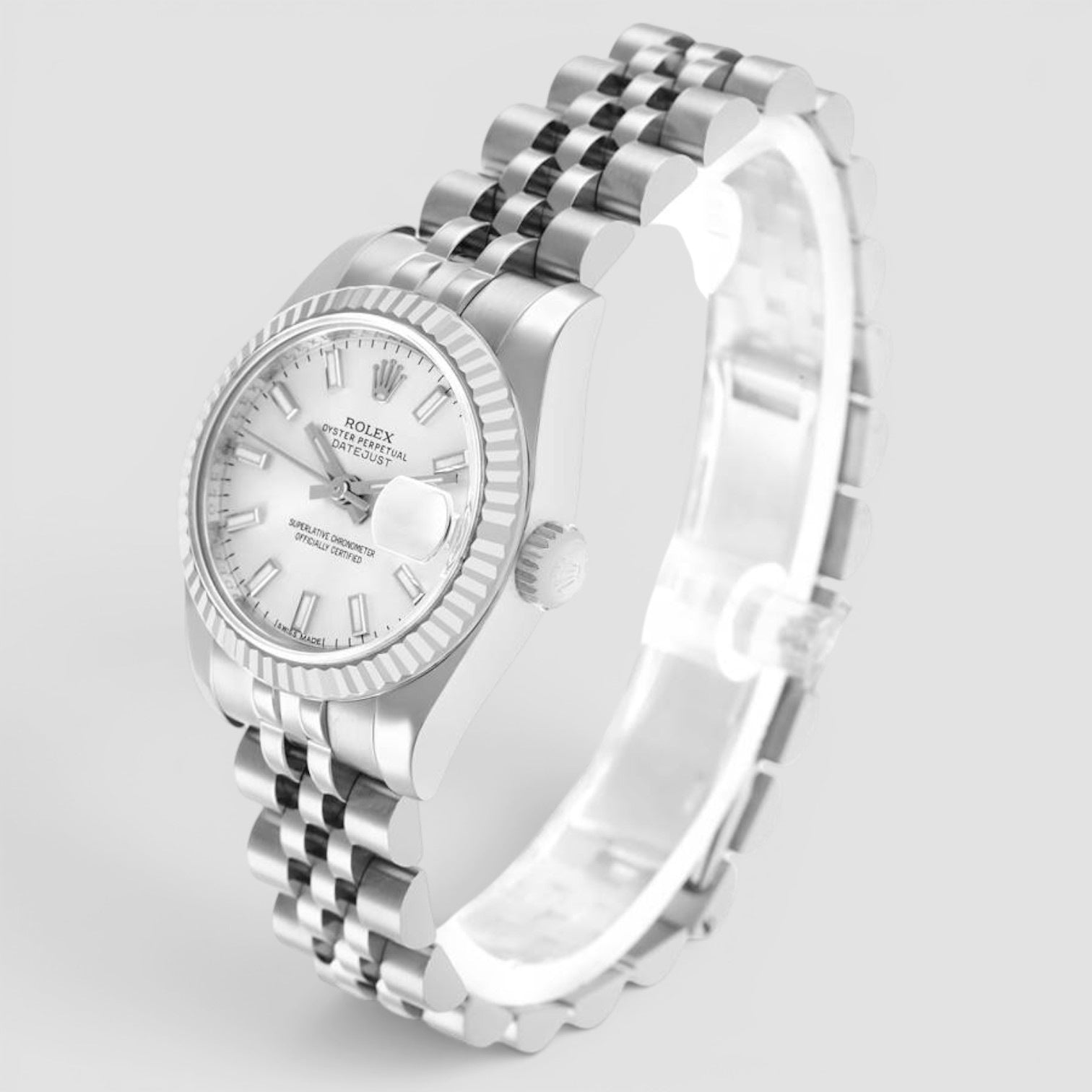 Lady-Datejust 26mm Steel & White Gold Silver Dial