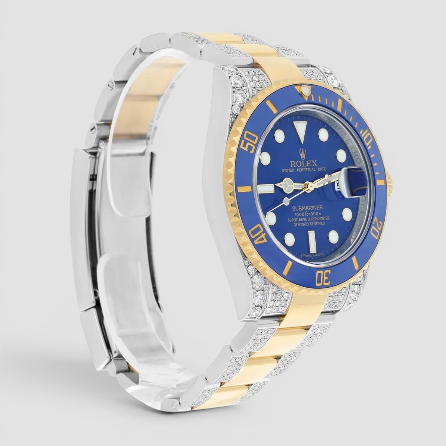 Submariner 40 mm Blue Dial Two Tone Diamond Men's Watch