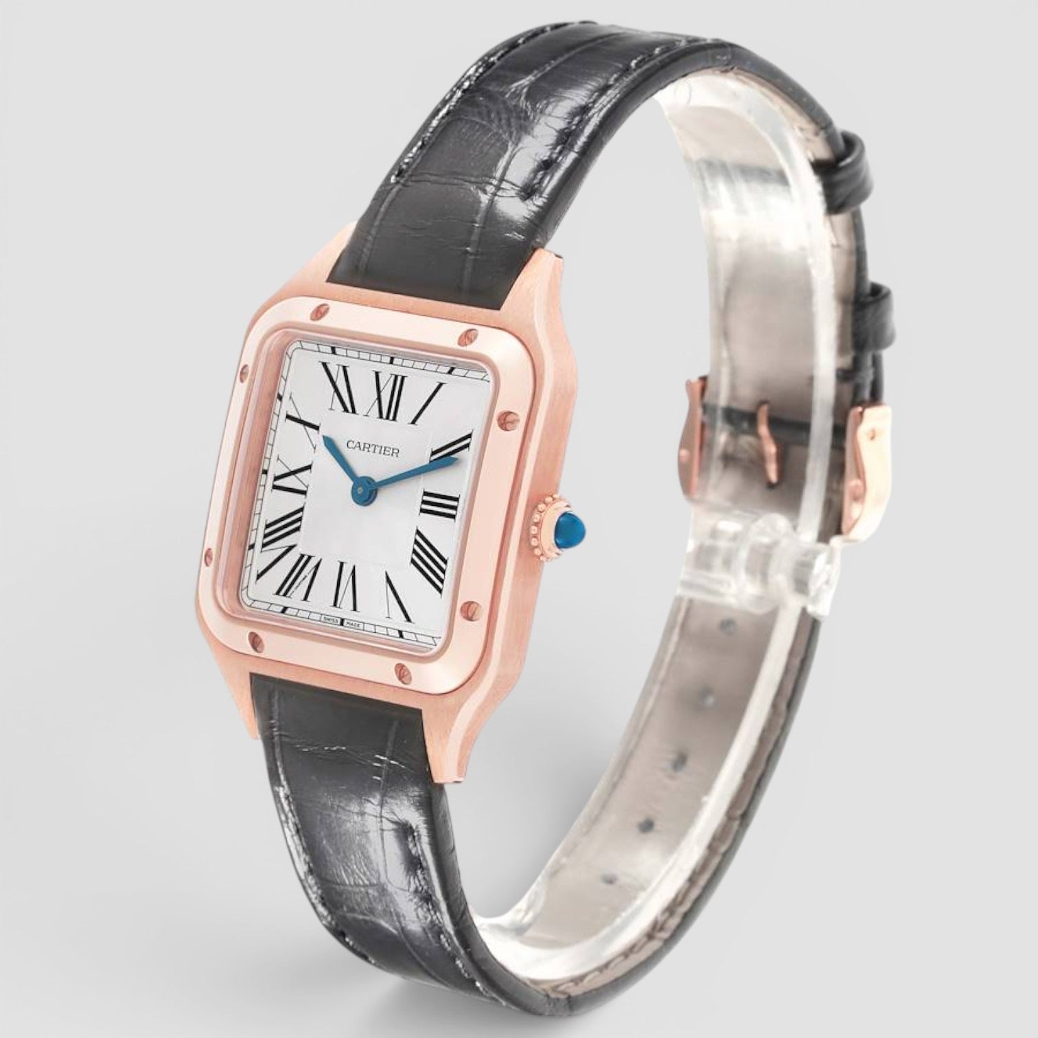 Santos-Dumont Small 18K Rose Gold Silver Dial