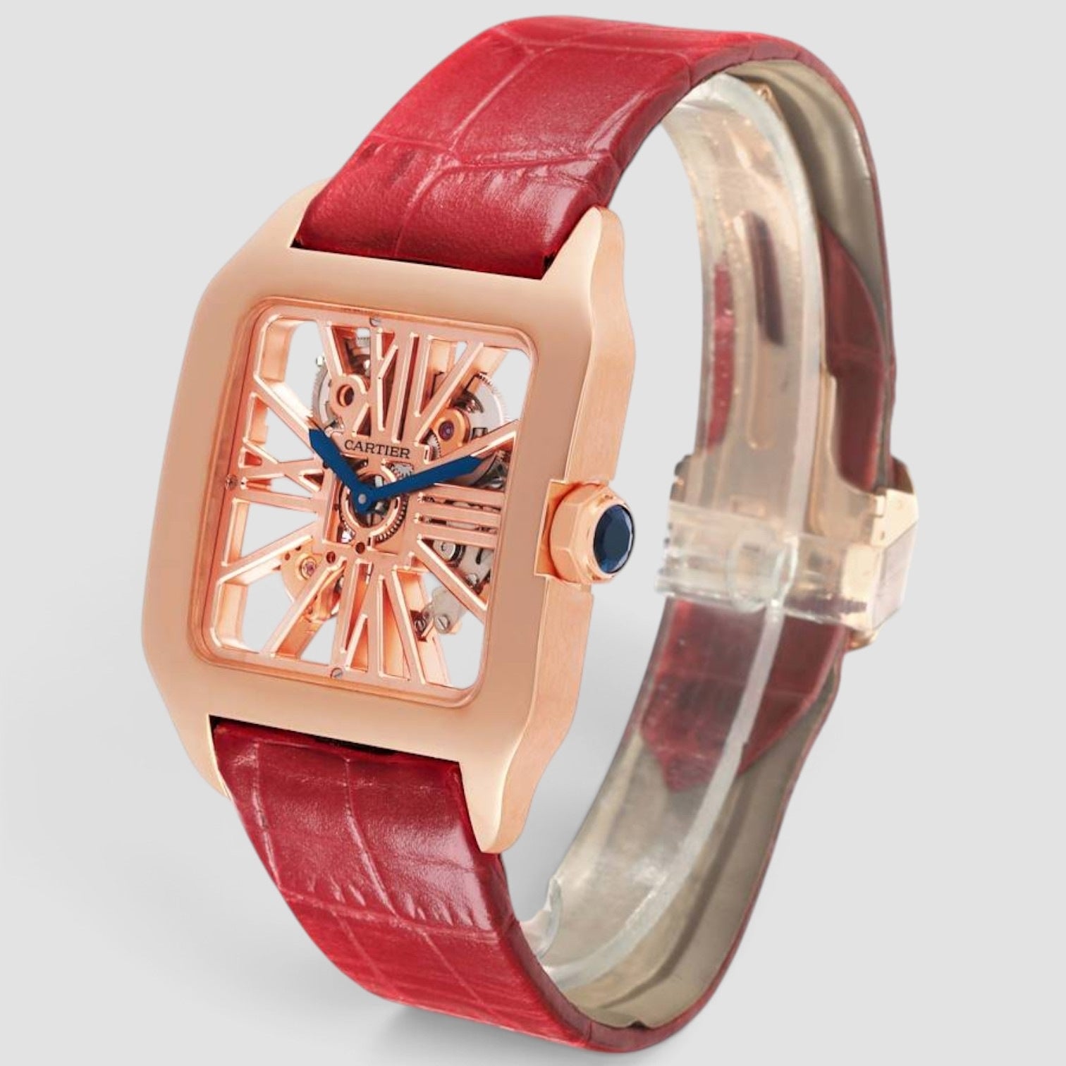 Santos-Dumont Skeleton 18K Rose Gold 38 x 47 mm