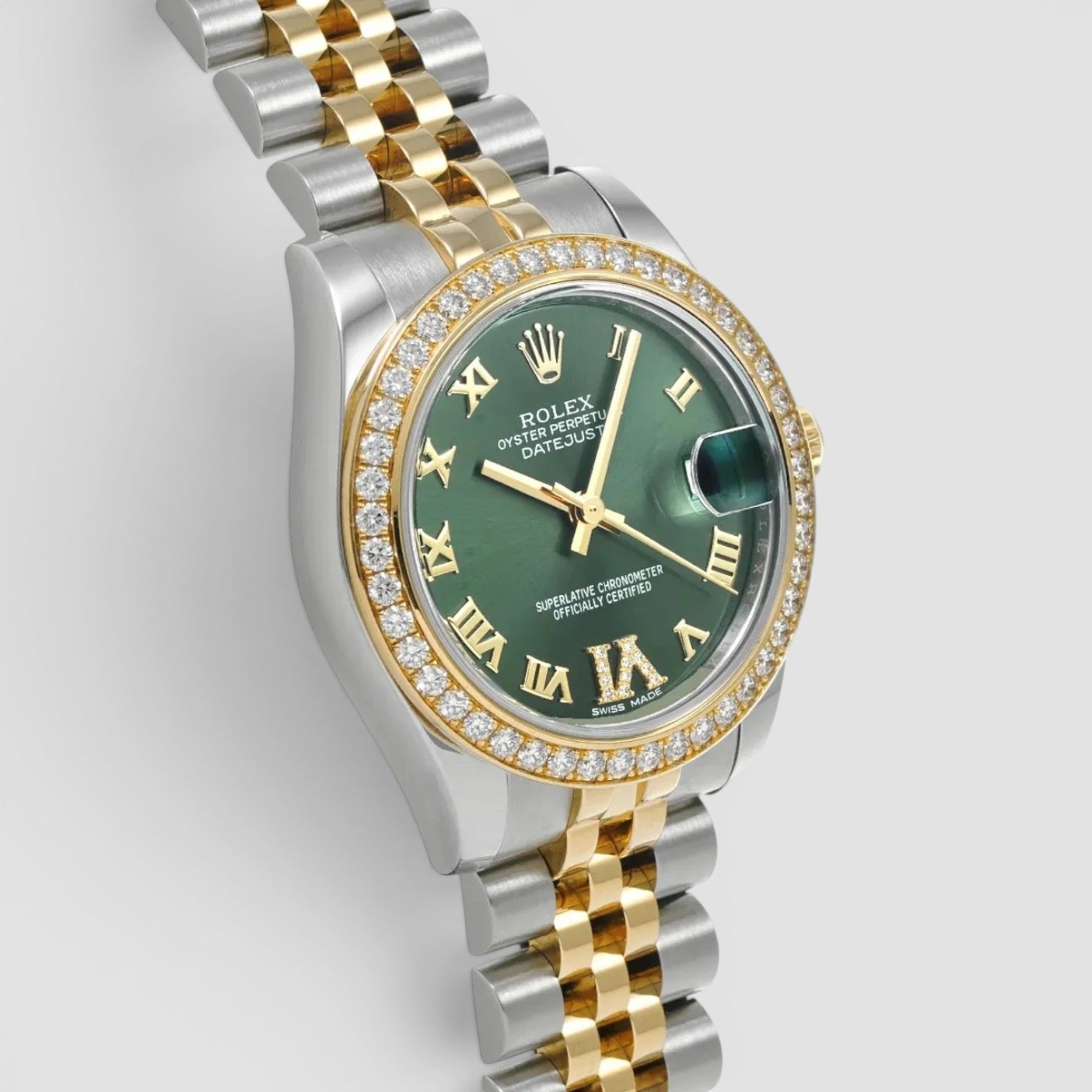 Datejust 31mm Factory Diamond Bezel Green Roman Dial