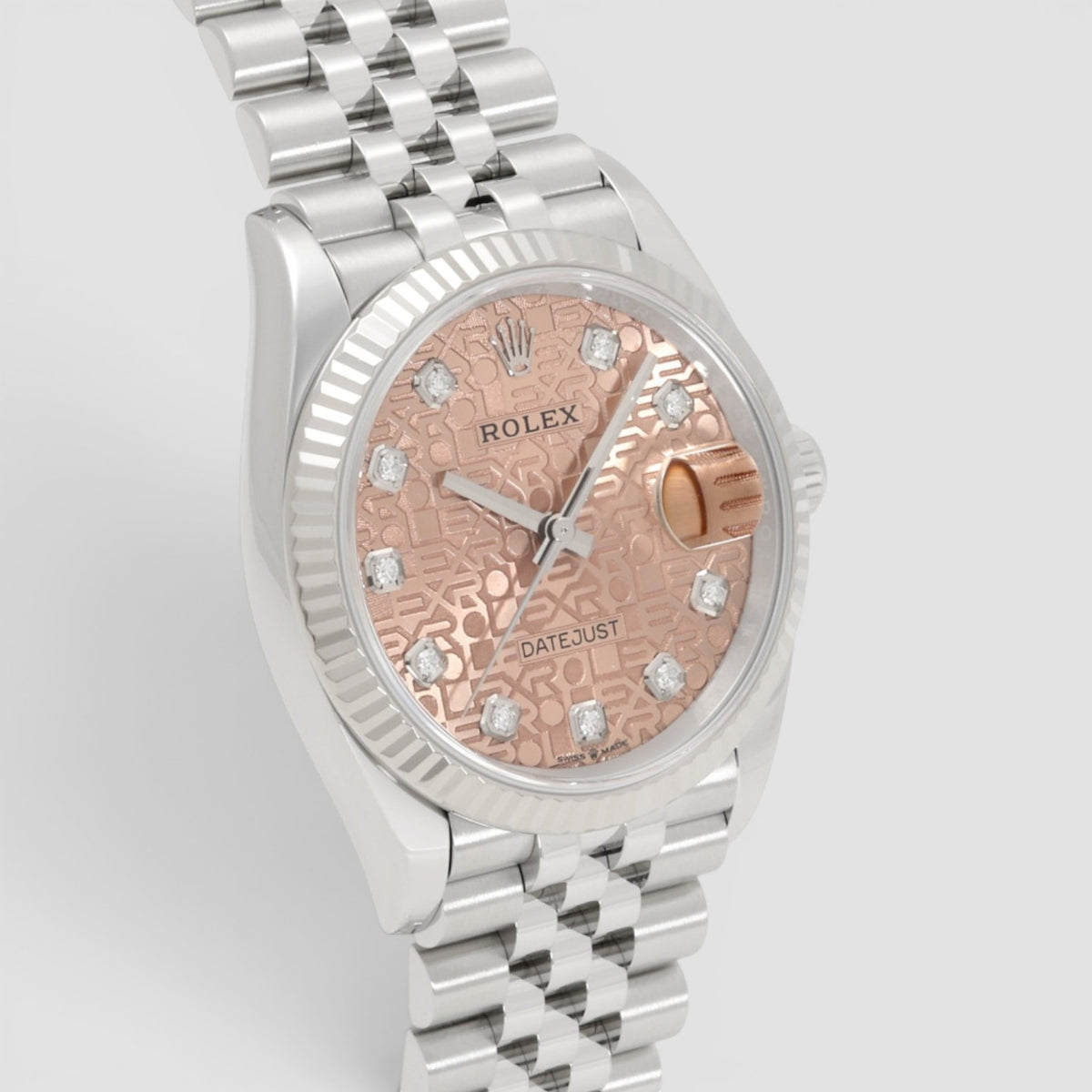 Datejust 36mm Stainless Steel & 18K White Gold Pink Diamond Dial