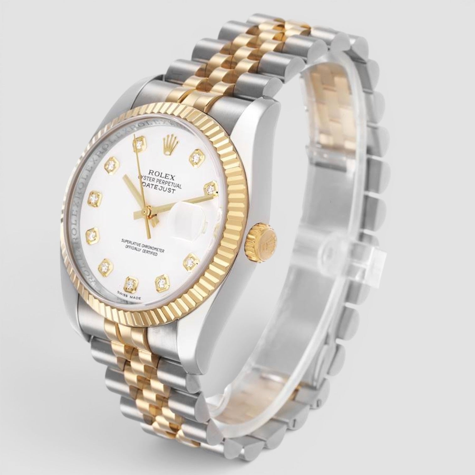 Datejust 36mm Steel & Yellow Gold White Diamond Dial