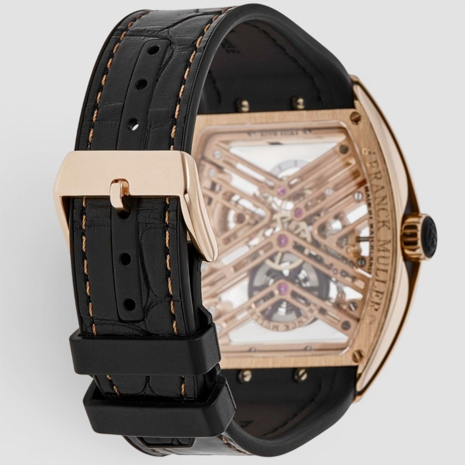 Vanguard 7 Day Power Reserve Skeleton 18kt Rose Gold Men's Watch