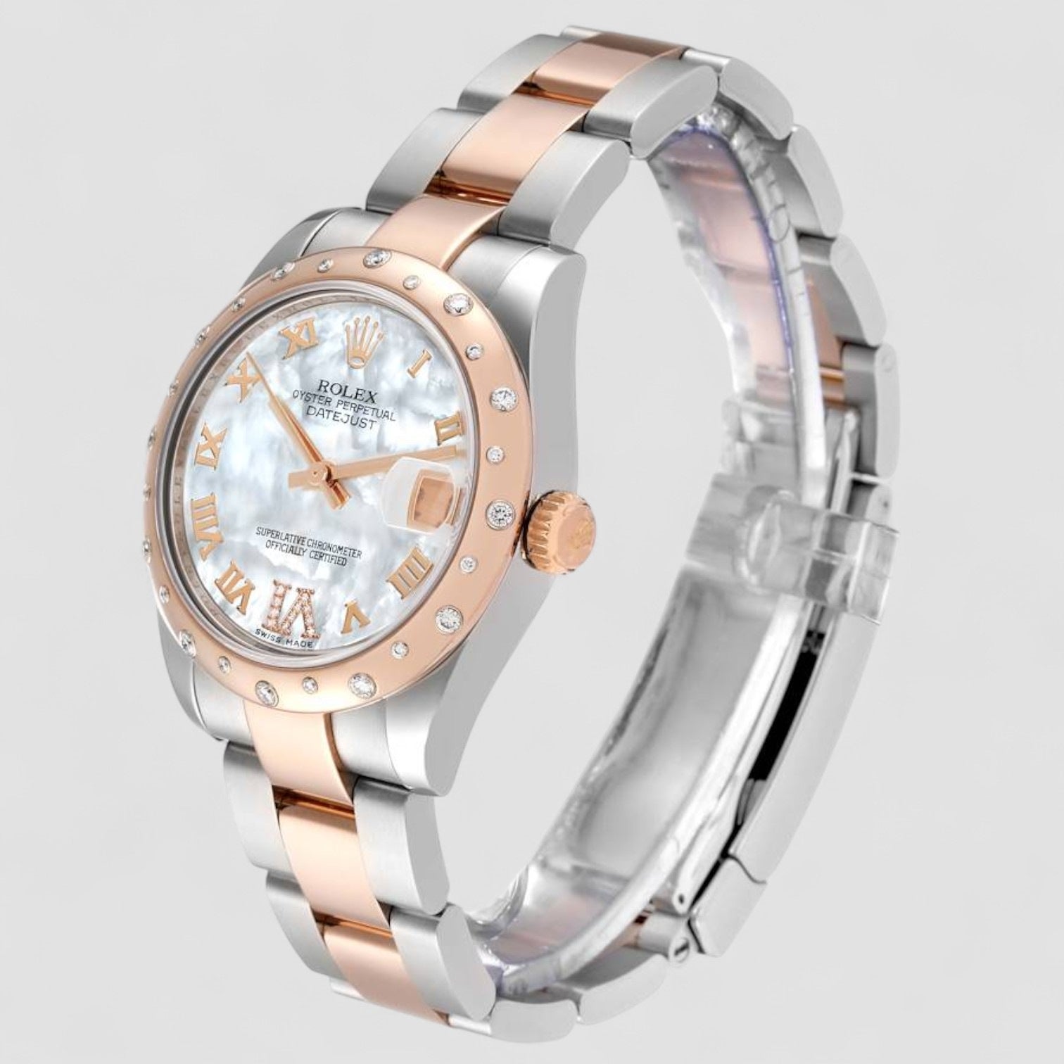 Datejust 31 Midsize Steel Rose Gold Diamond Ladies Watch