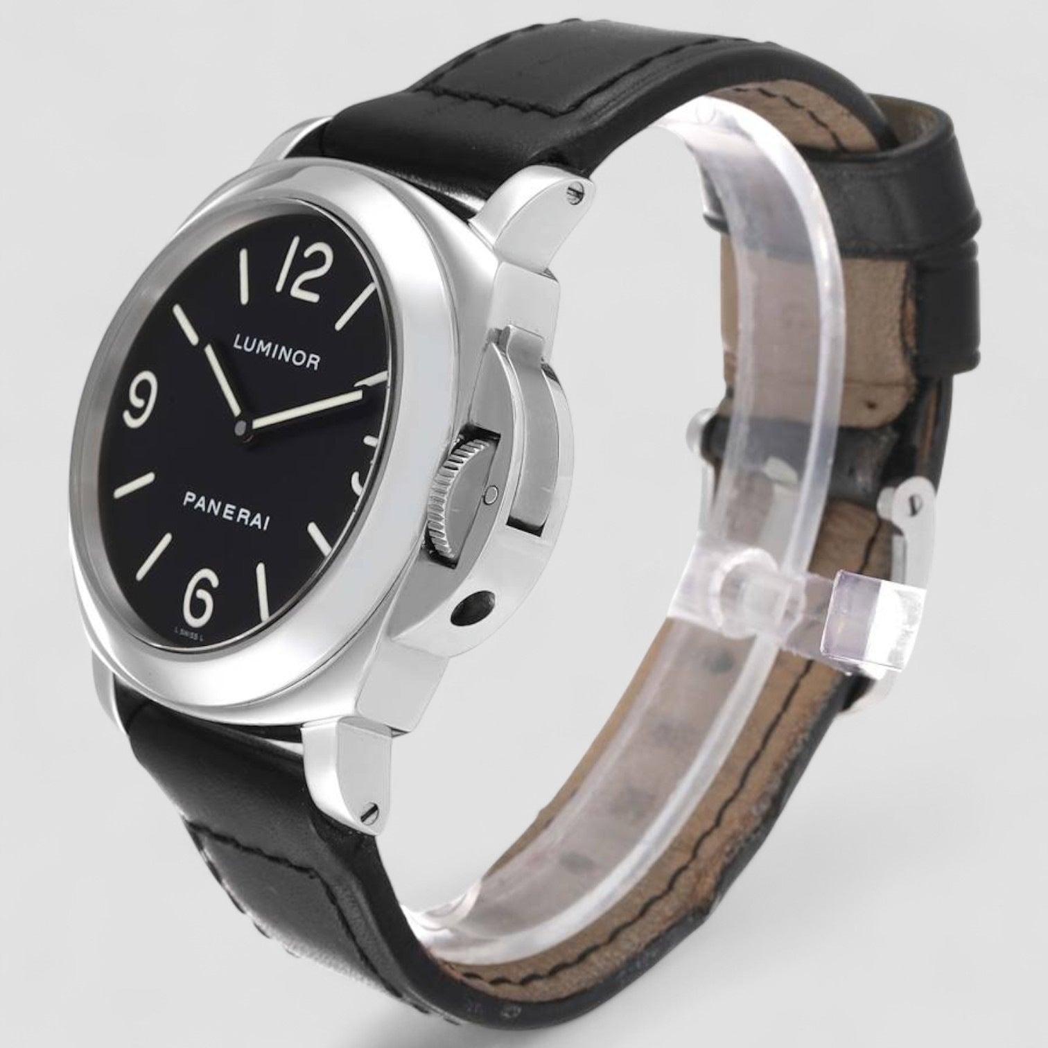 Luminor Base 44mm Black Dial Steel Mens Watch