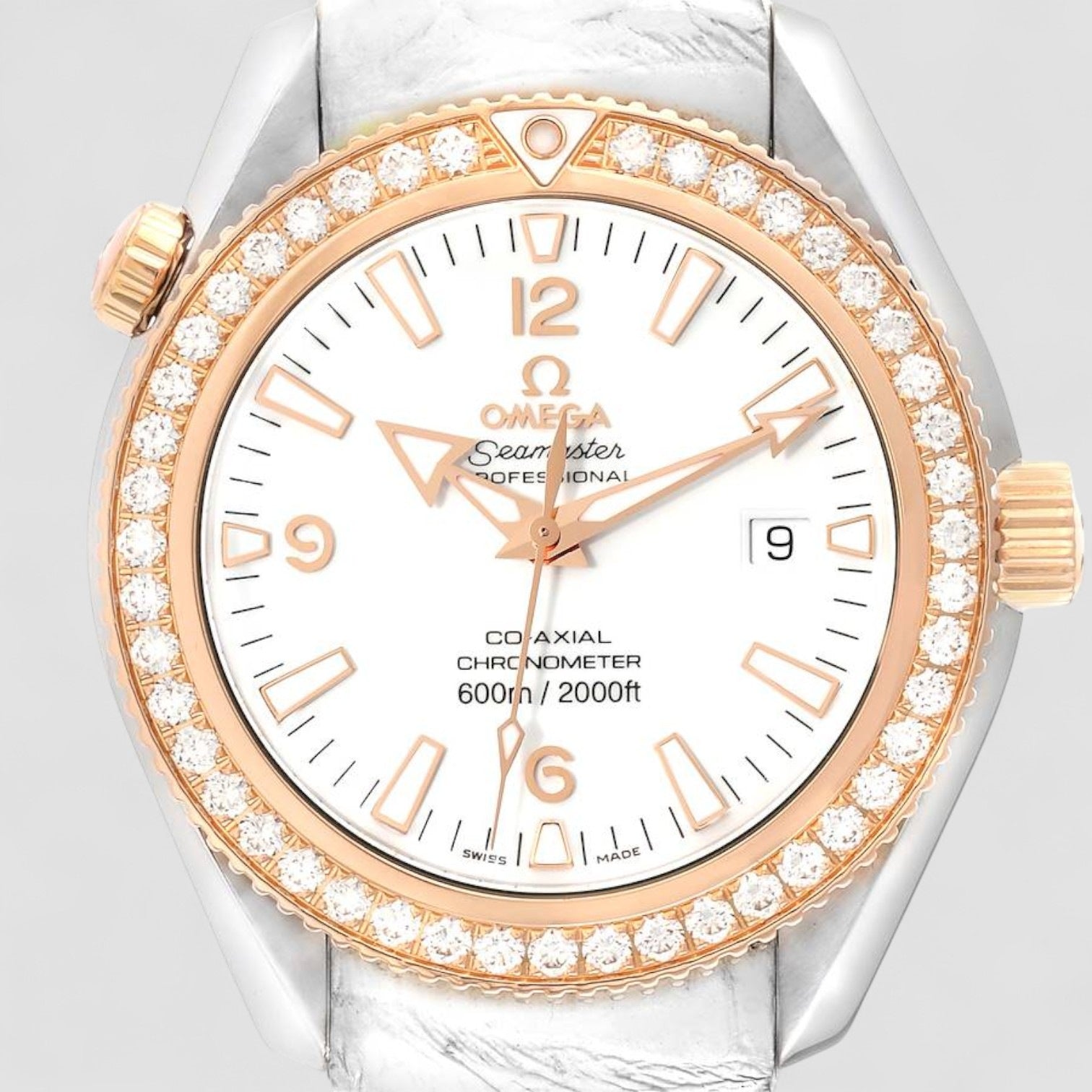 Seamaster Planet Ocean Rose Gold Diamond Mens Watch