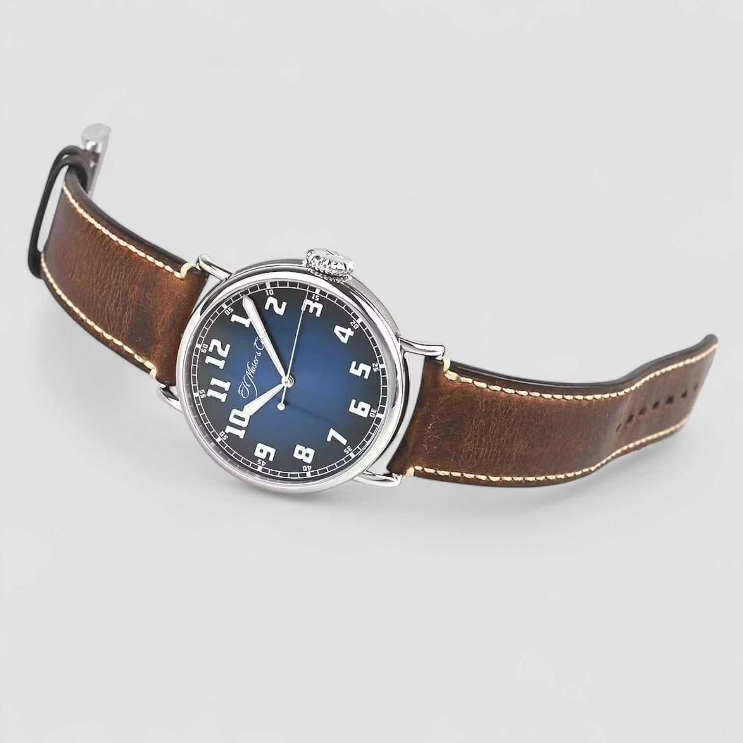 (1833) W11SSD125Gdell一体3277Pentium8G美品. H.Moser & Cie. Heritage Pilot Center Seconds Funky Blue Dial 8200-1201