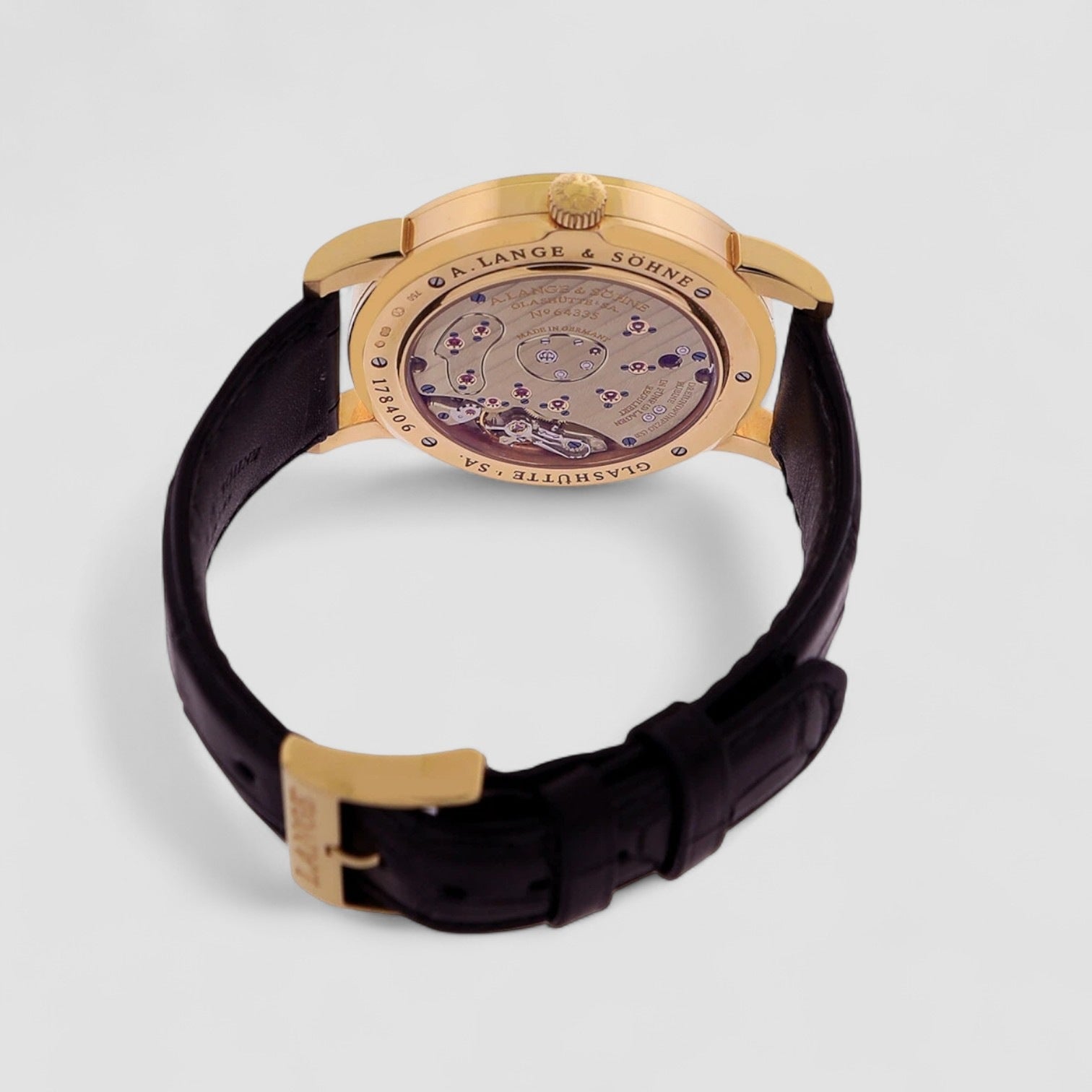 Lange 1 Silver Men's Black Strap Watch