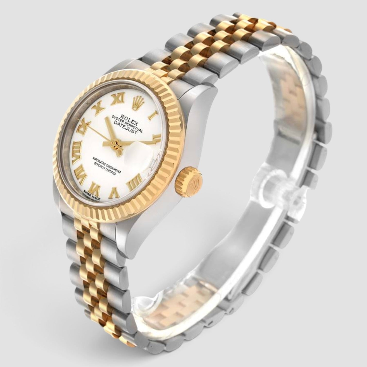 Lady-Datejust 28mm Oystersteel & 18K Yellow Gold White Roman Dial