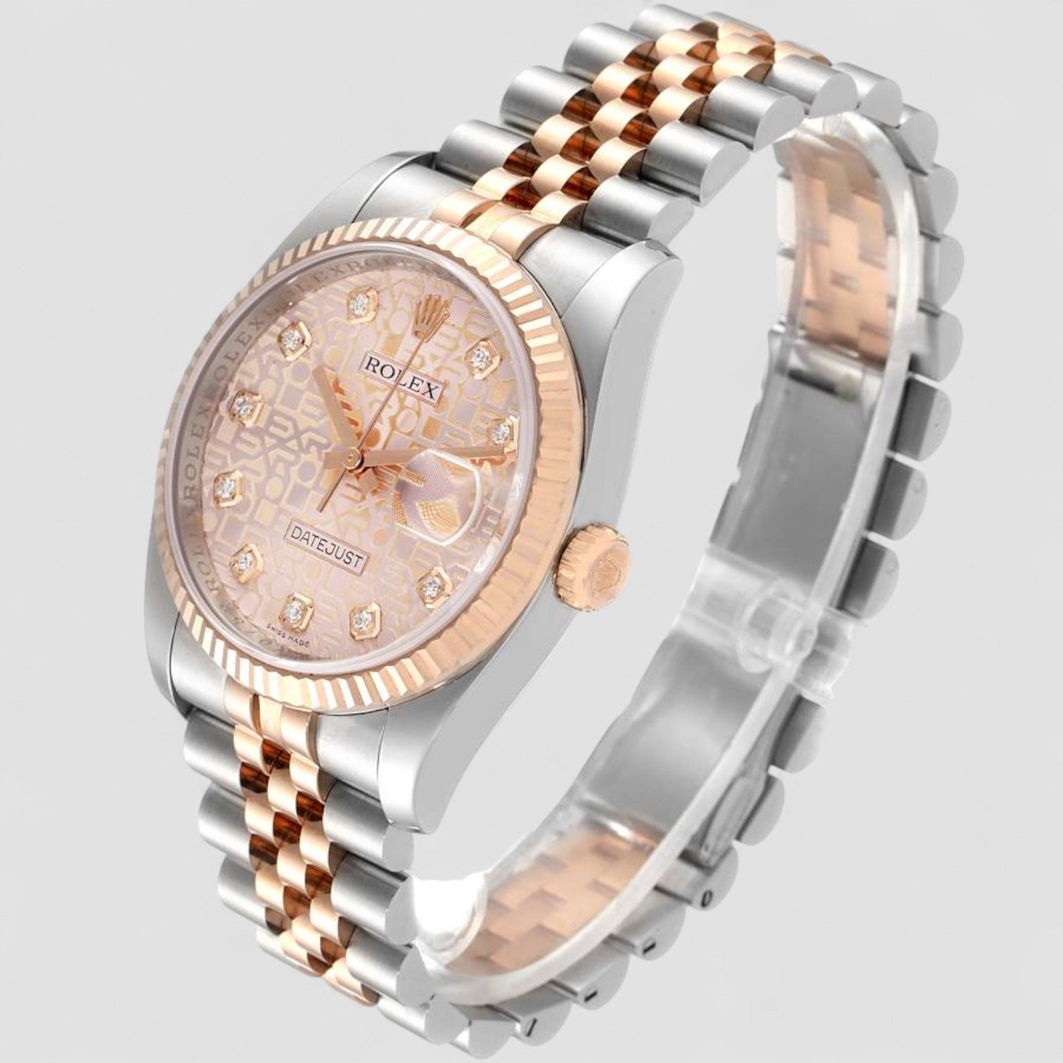 Datejust 36mm Dial Steel Rose Gold Diamond Unisex Watch