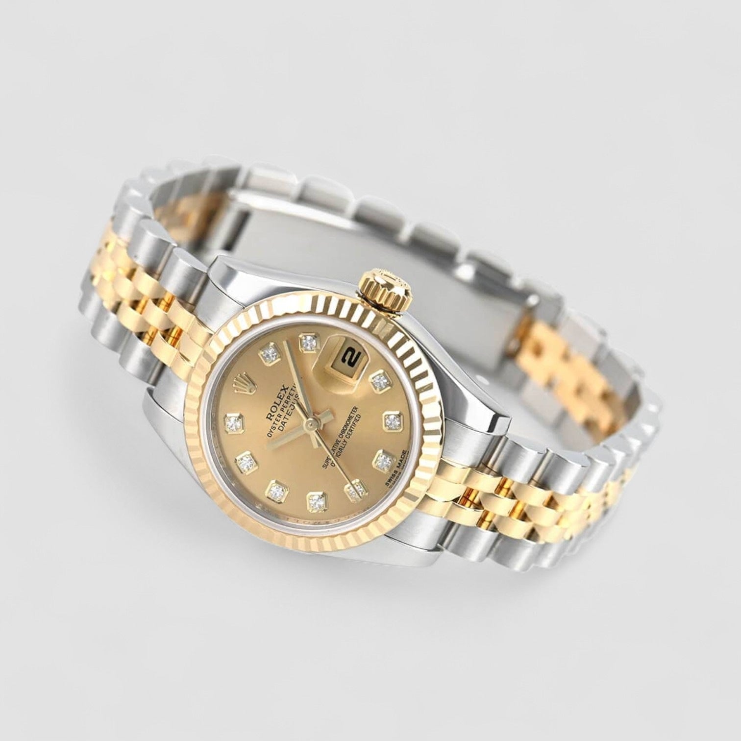 Datejust Champagne Diamond Steel Yellow Gold Ladies Watch