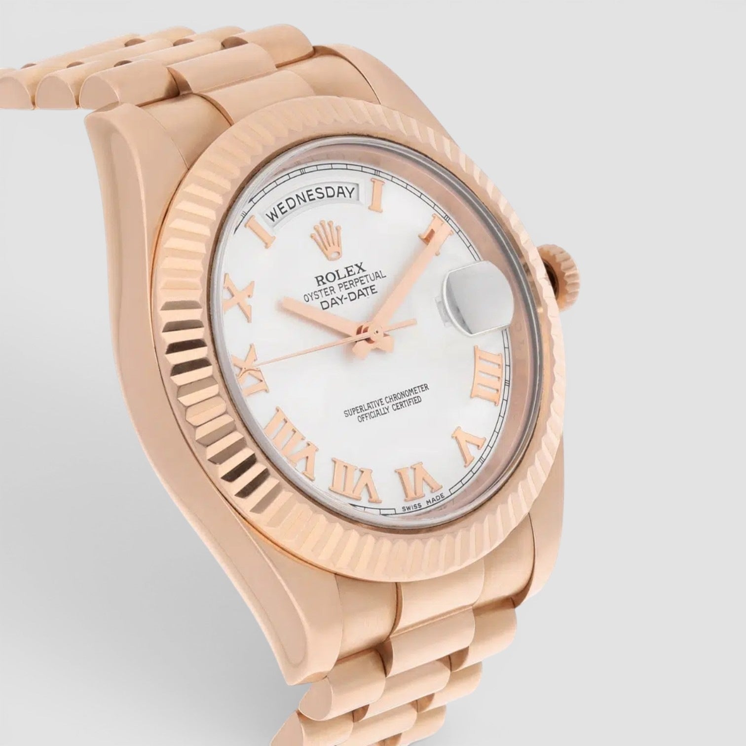 Day-Date II 41mm 18K Everose Gold White Roman Dial
