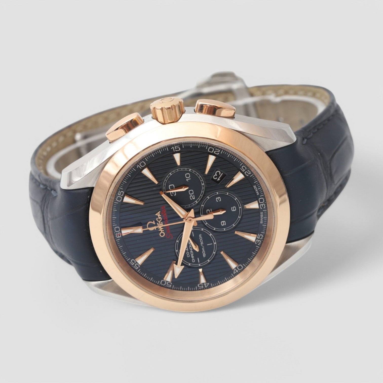 Seamaster Aqua Terra Olympic Blue Dial Blue Leather Men's Watch
