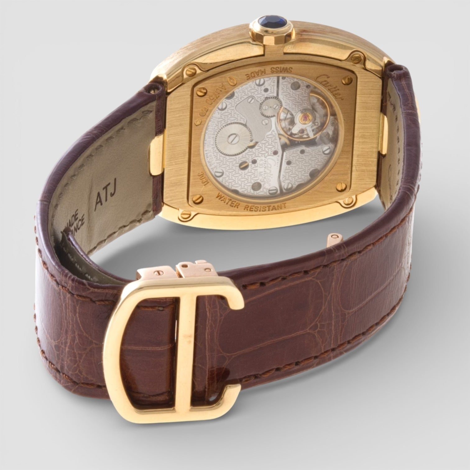 Baignoire Large 18k Yellow Gold Silver Dial Ladies Watch