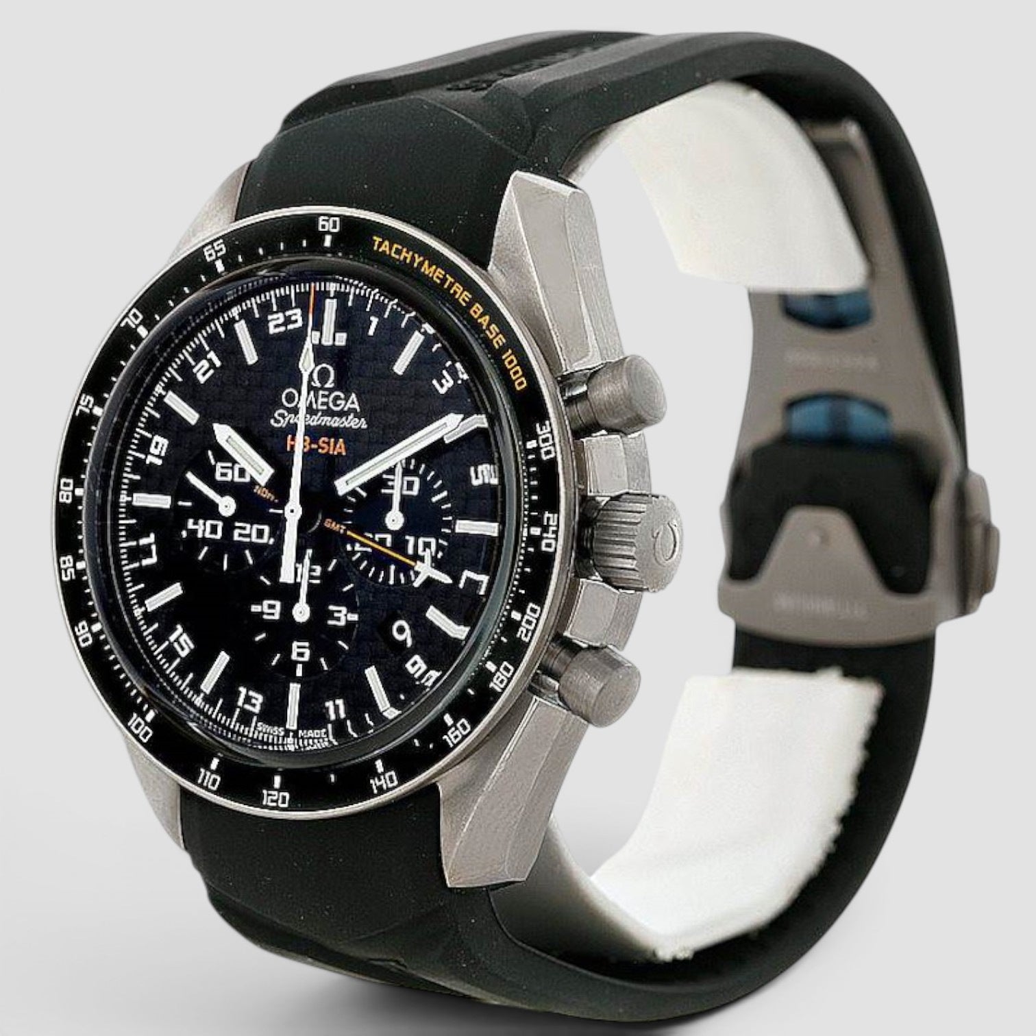 Speedmaster HB-SIA Co-Axial GMT 44.25mm Titanium Black Carbon Dial