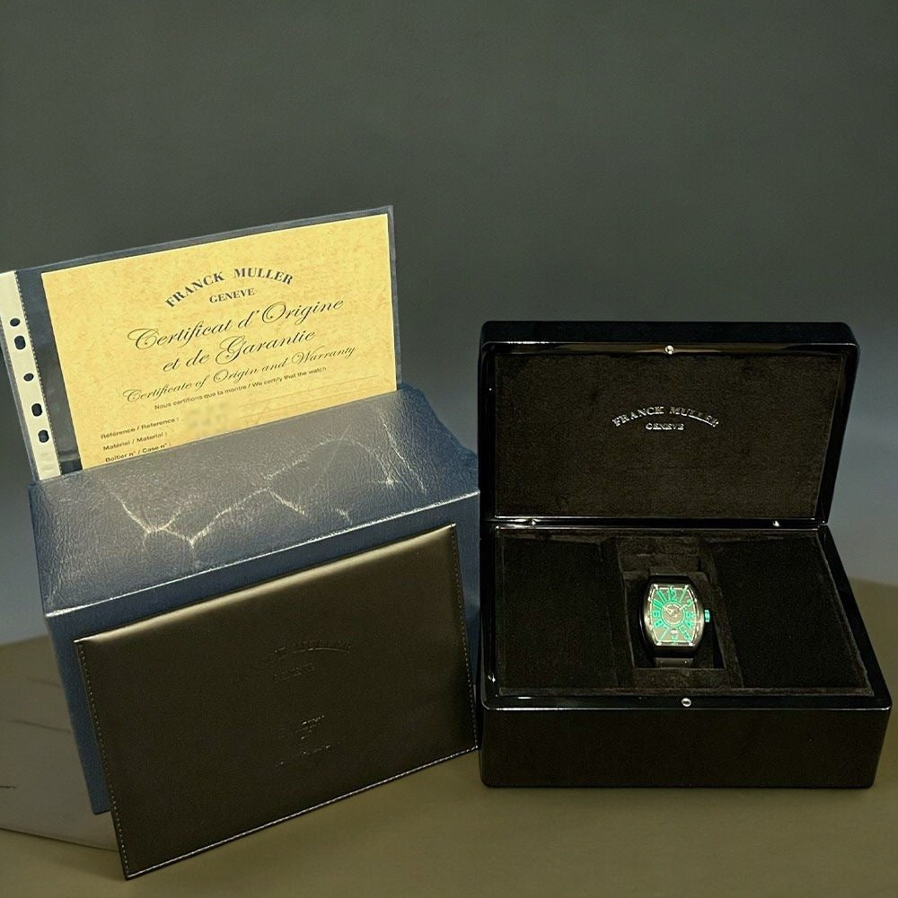 VANGUARD V41 AUTOMATIC DATE GREEN INDEX BLACK PVD CASE 41MM WATCH