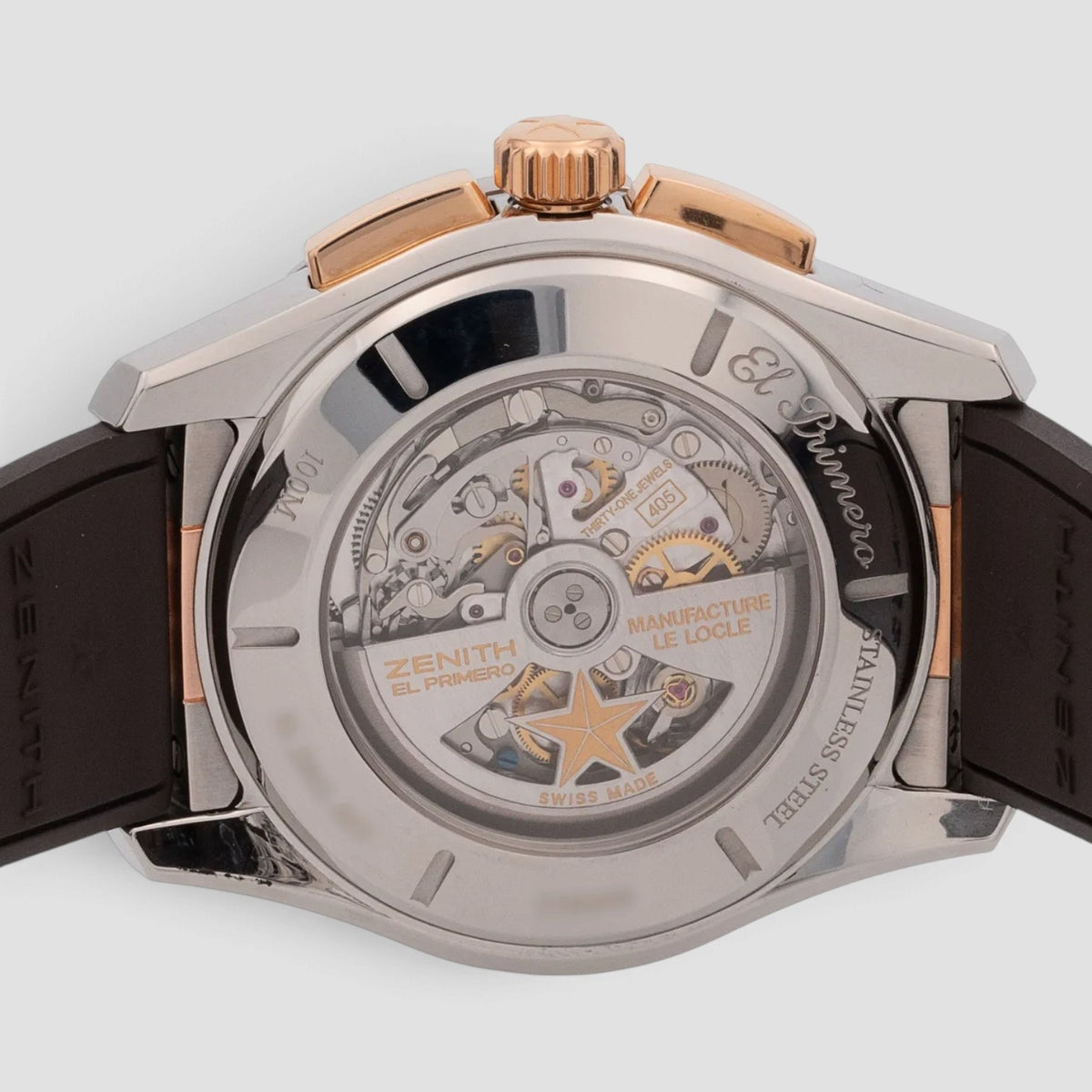 El Primero Stratos Flyback Chronograph Steel & Rose Gold Brown Dial