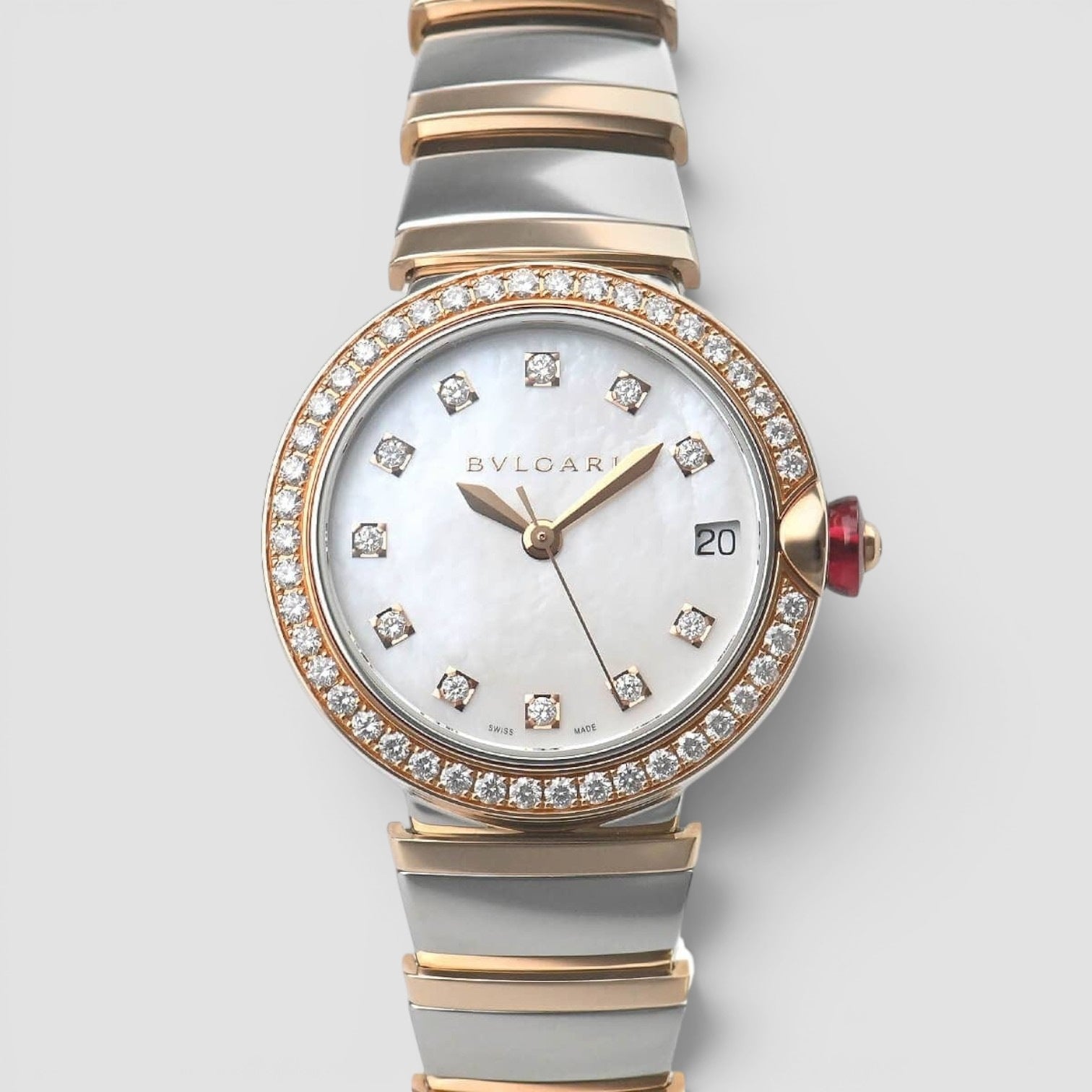 Lucea 33mm Rose Gold & Stainless Steel Diamond Mother of Pearl Dial