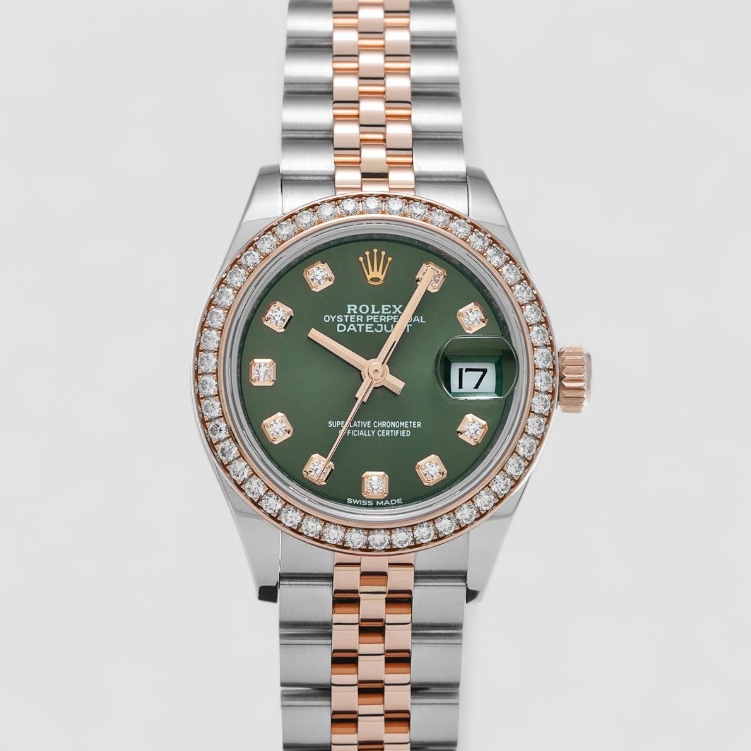 Lady-Datejust 28 Green Diamond Dial Watch