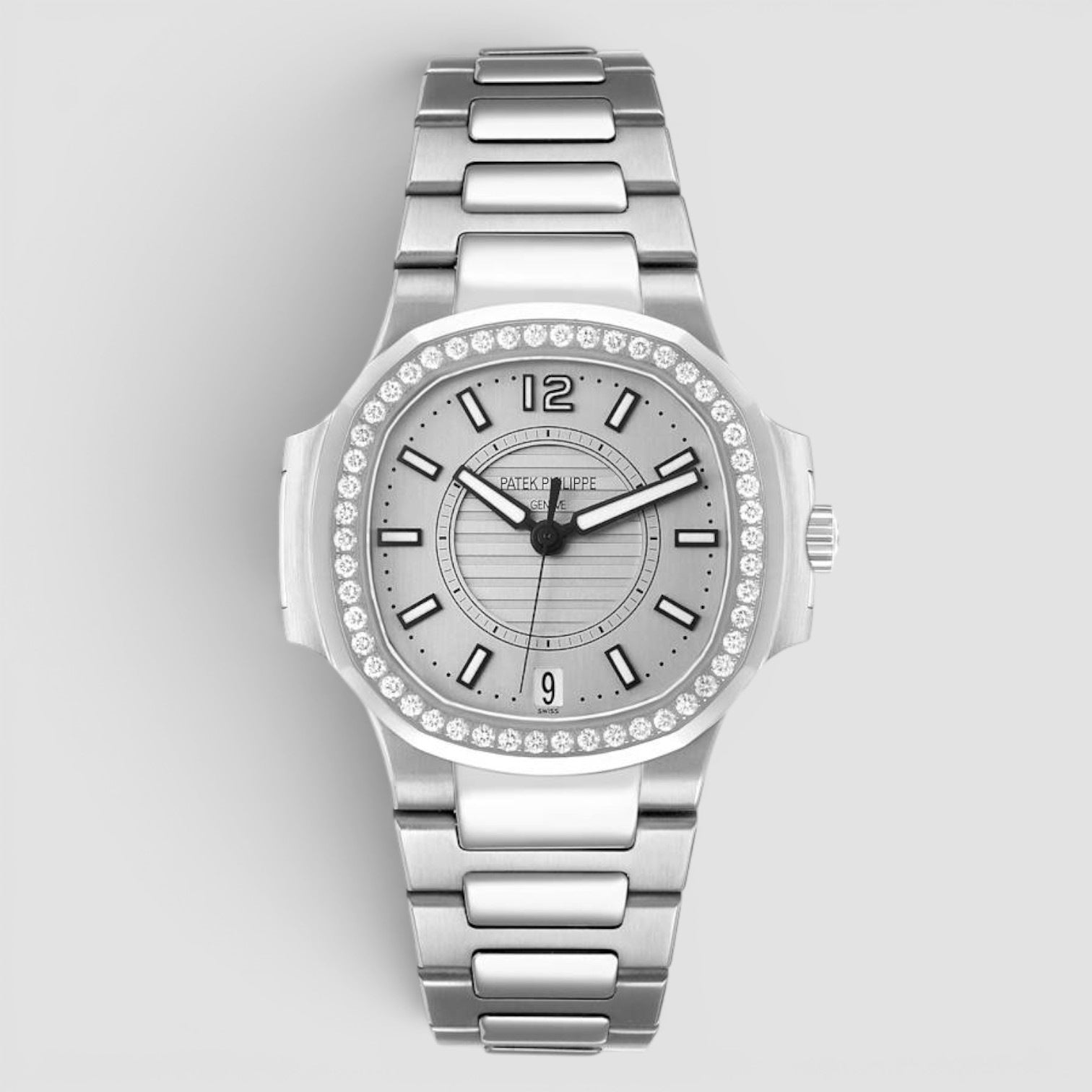 Nautilus Ladies 34mm Stainless Steel Diamond Bezel