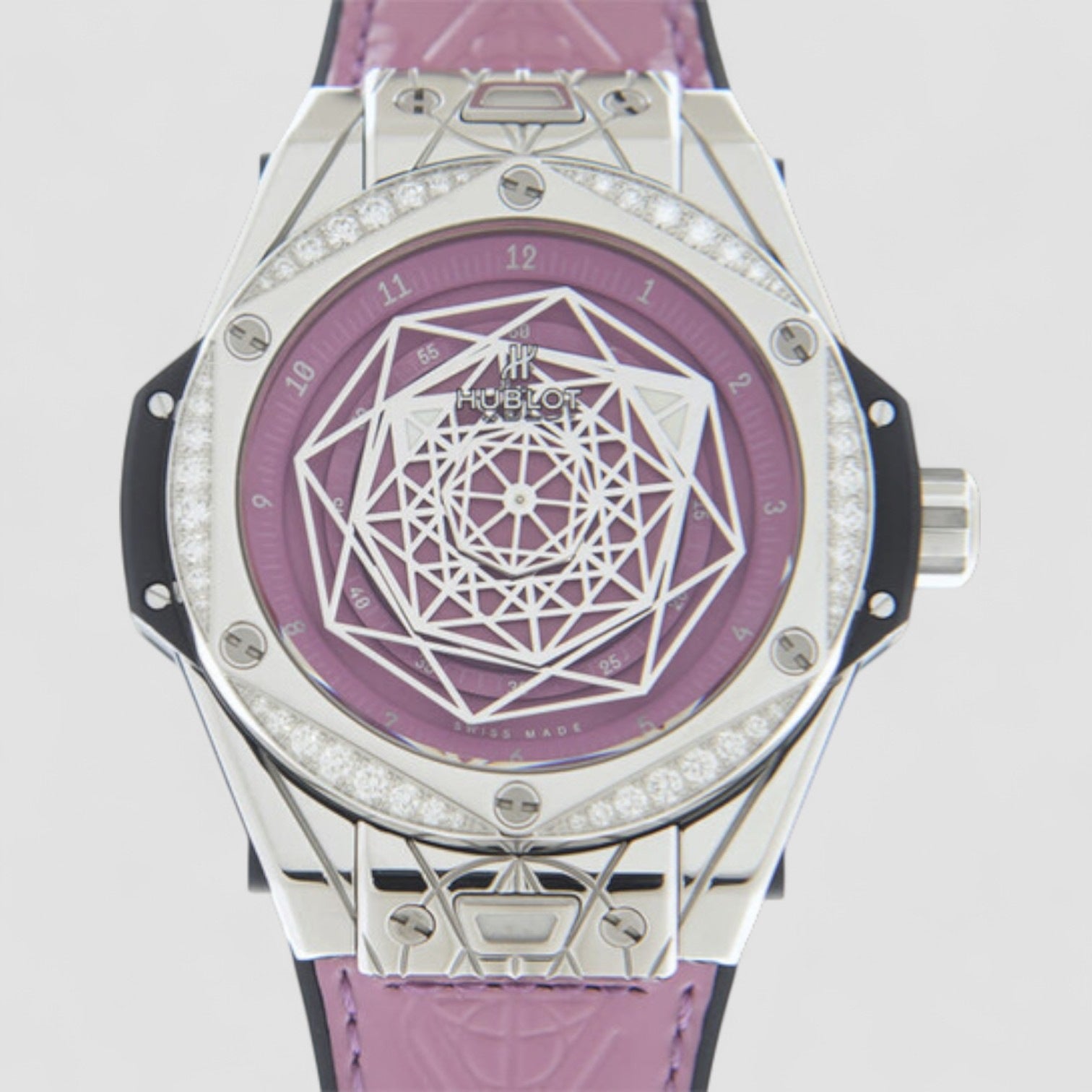 Big Bang Sang Bleu Automatic Diamond Purple Dial Ladies Watch
