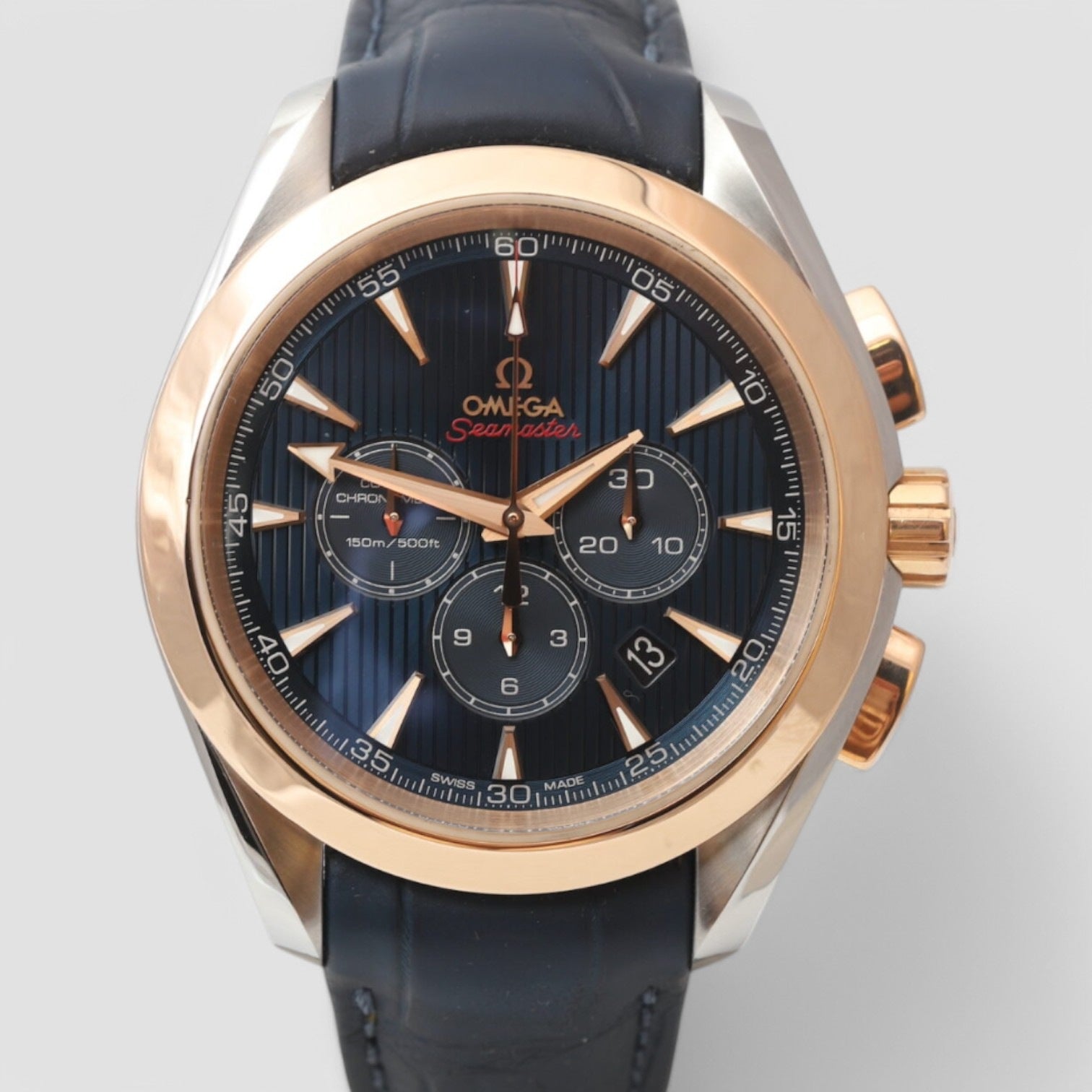 Seamaster Aqua Terra Olympic Blue Dial Blue Leather Men's Watch