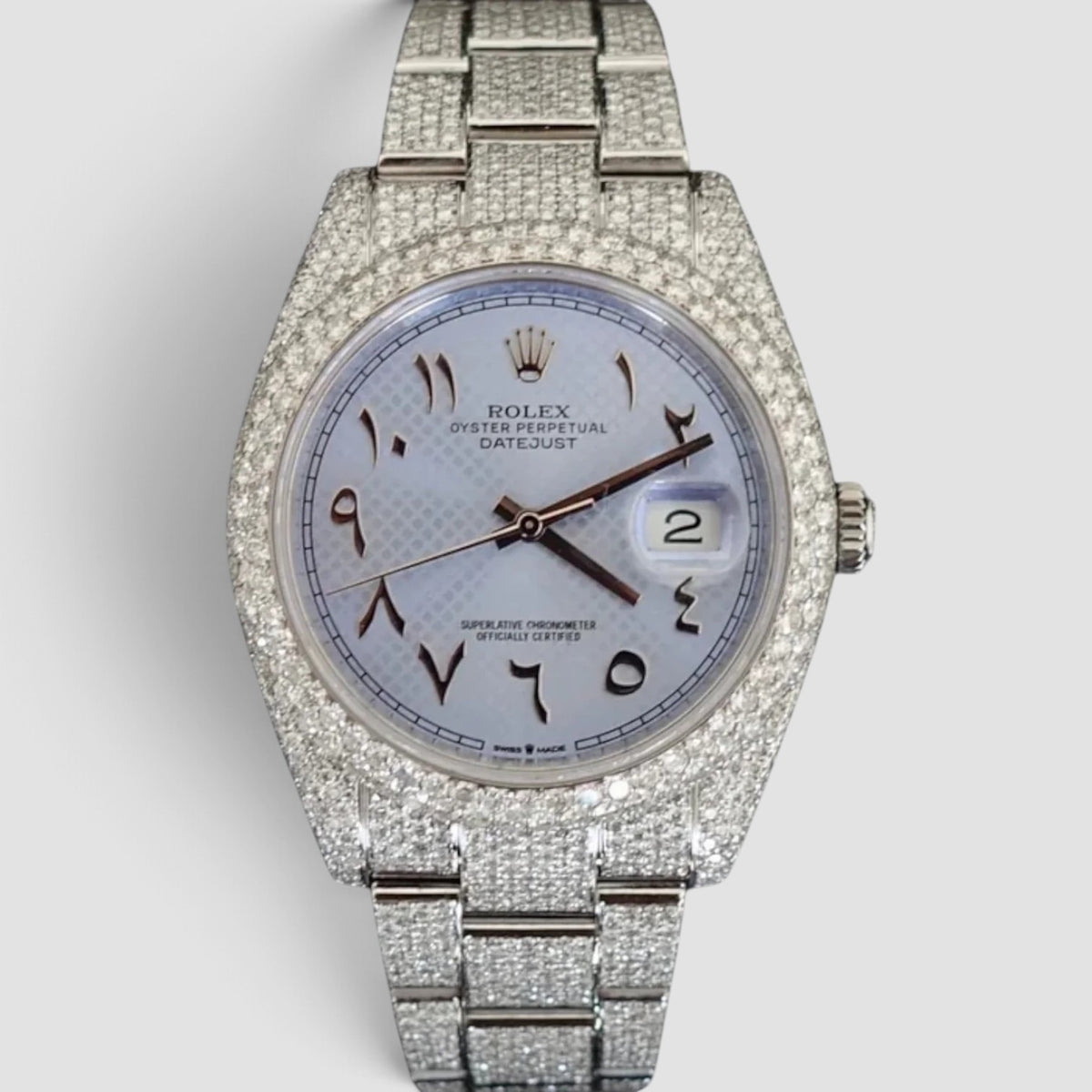 Datejust 41 Custom Arabic Dial Fully Iced Out