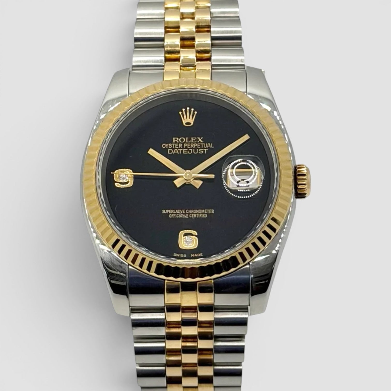 Datejust 36mm Factory Black Onyx Diamond Dial Two-Tone Jubilee
