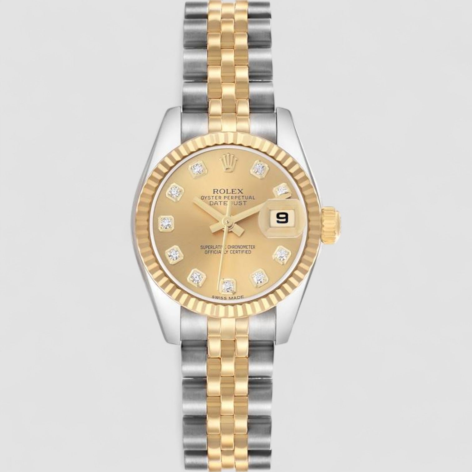 Datejust Champagne Diamond Steel Yellow Gold Ladies Watch