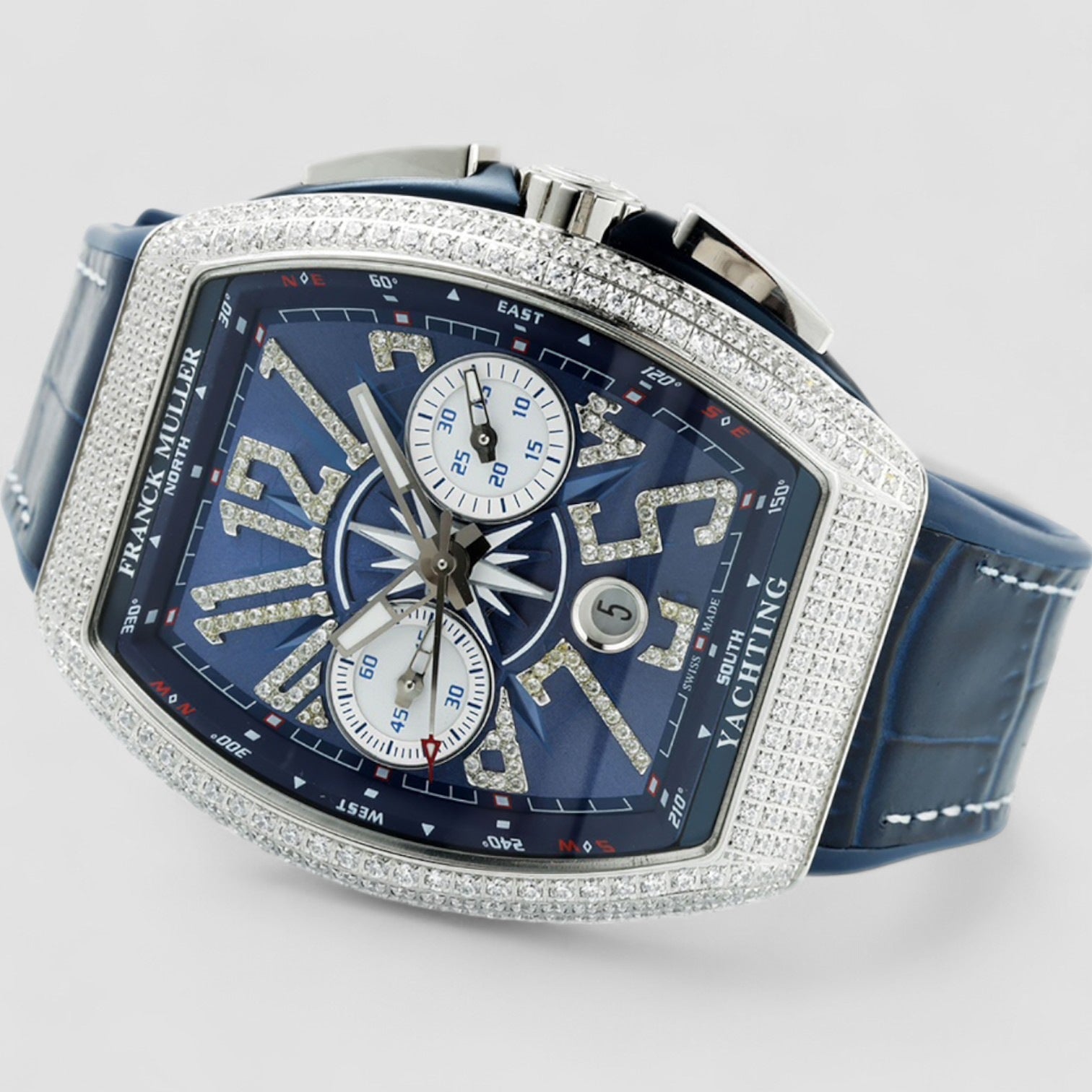 Vanguard Yachting Steel Chronograph Date Blue Iced out