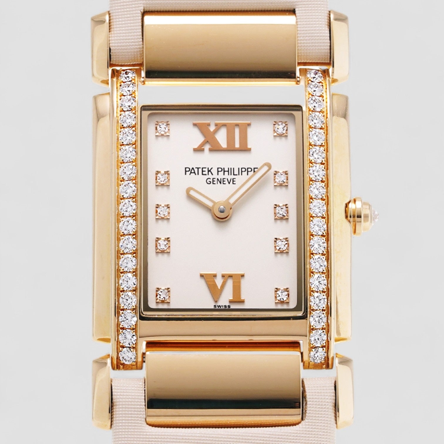 Twenty-4 Rose Gold Black Strap Diamond Ladies Watch