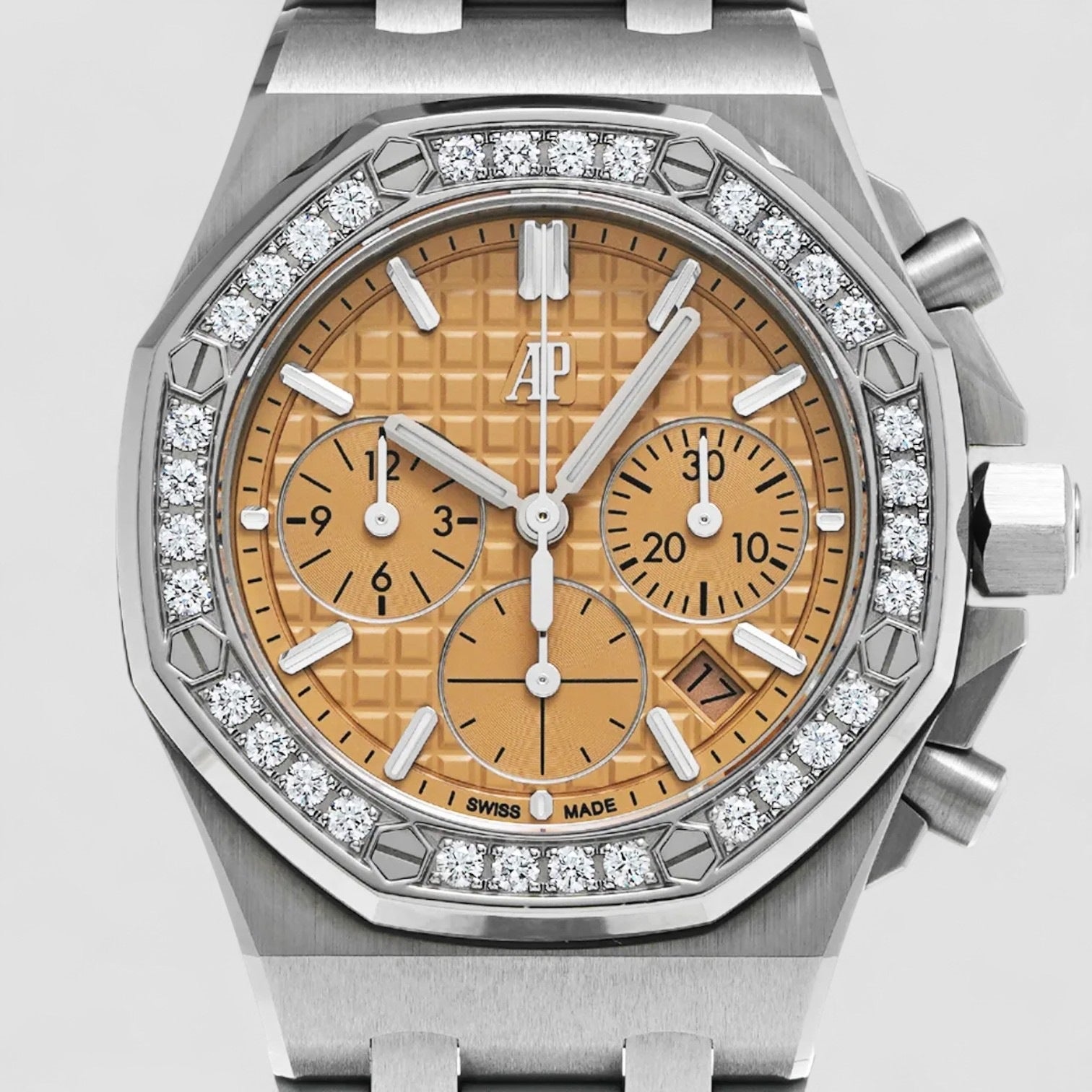 Royal Oak Offshore Chronograph Automatic Diamond Pink Dial Ladies Watch