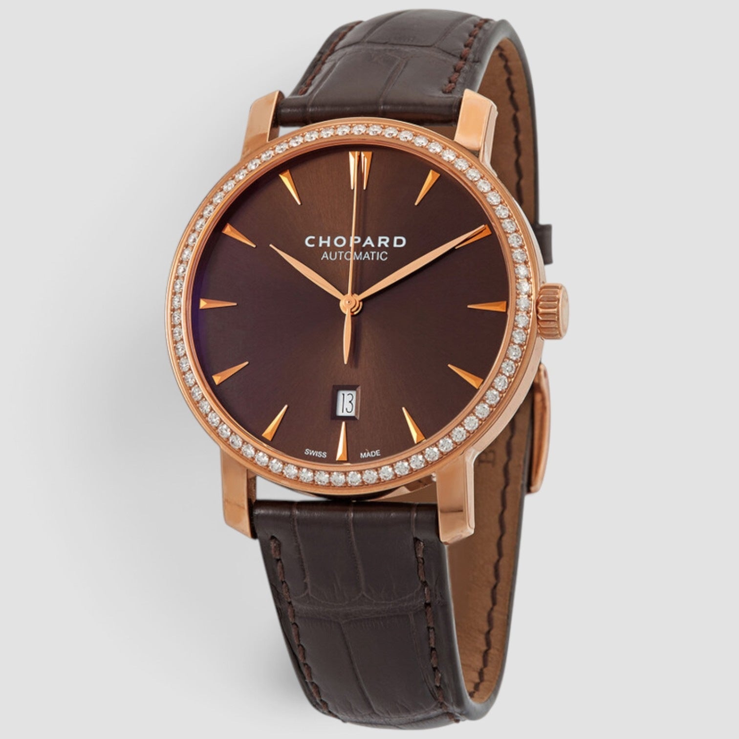 Chopard Classic 18kt Rose Gold Diamond Automatic Brown Dial