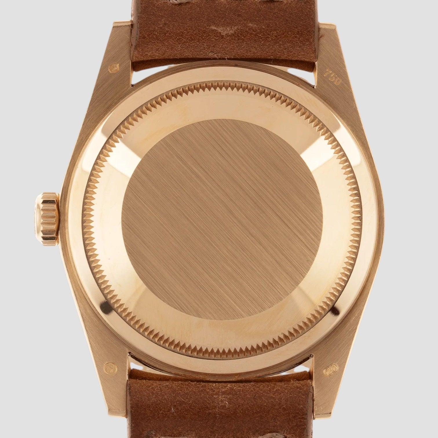 Day Date Cognac Dial 18K Yellow Gold Leather Men's Watch