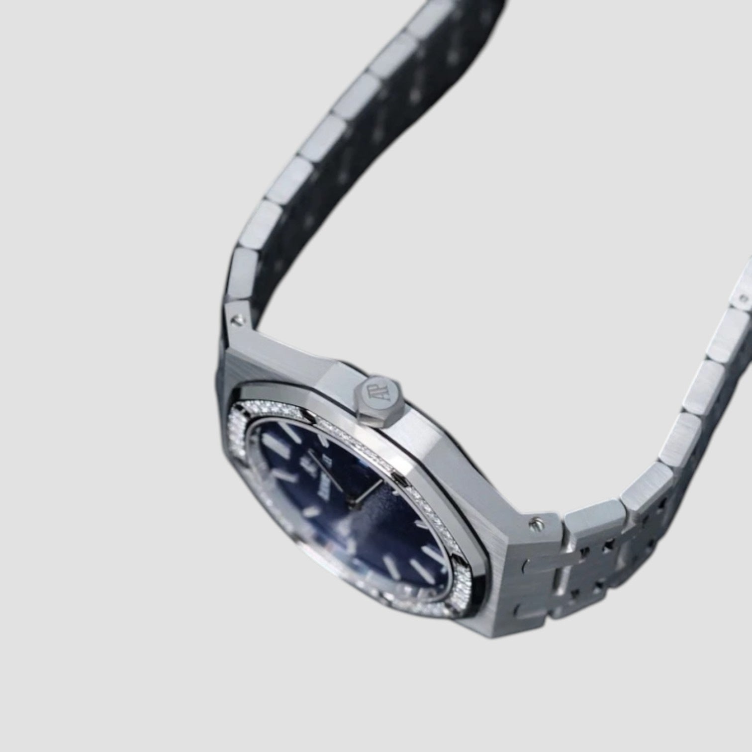 Royal Oak Quartz Steel Frosted Dial Diamond Bezel 33mm