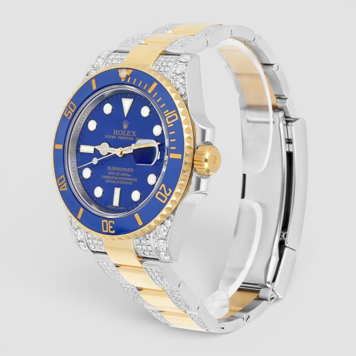 Submariner 40 mm Blue Dial Two Tone Diamond Men's Watch
