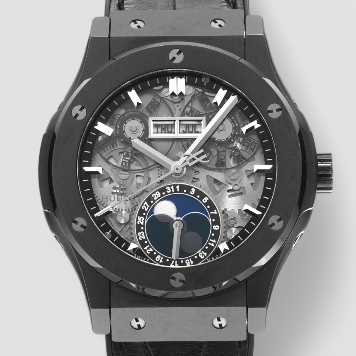 Classic Fusion Aerofusion Moonphase Black Magic Automatic Silver Dial Men's Watch