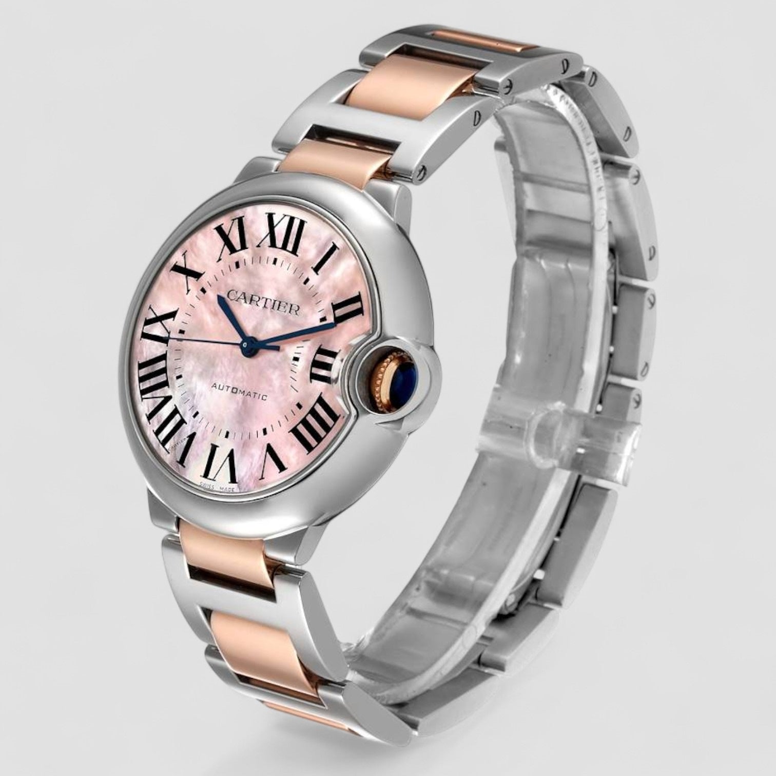 Ballon Bleu 36mm Steel Rose Gold Mother of Pearl Ladies Watch