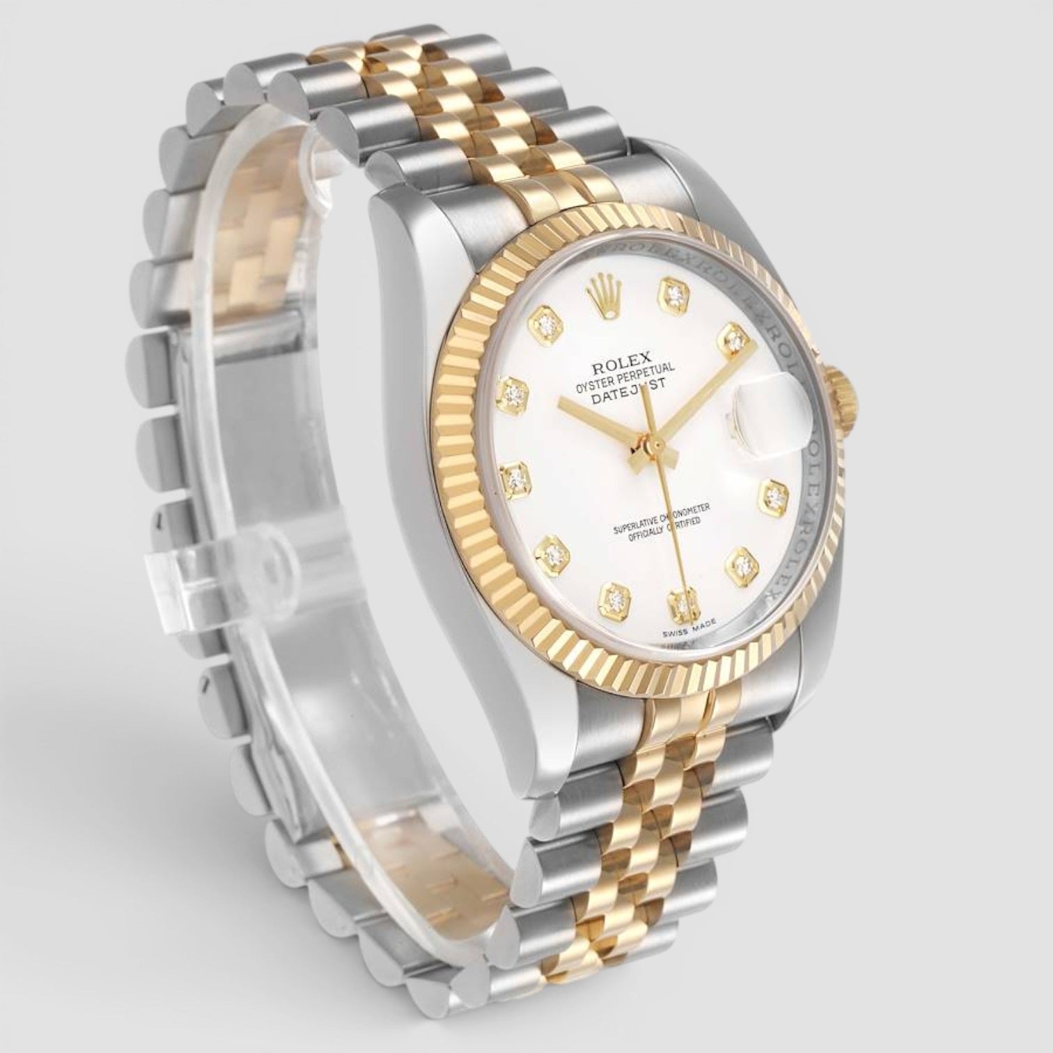 Datejust 36mm Steel & Yellow Gold White Diamond Dial