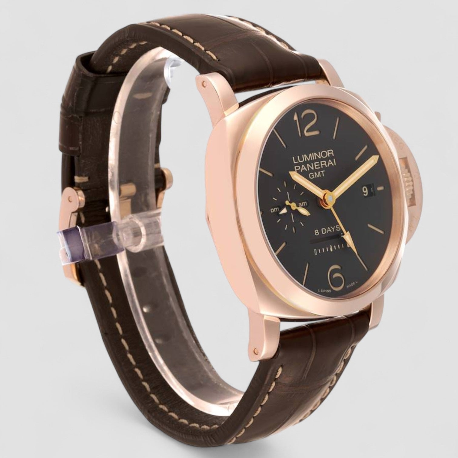 Panerai Luminor 1950 8 Days GMT Rose Gold Mens Watch