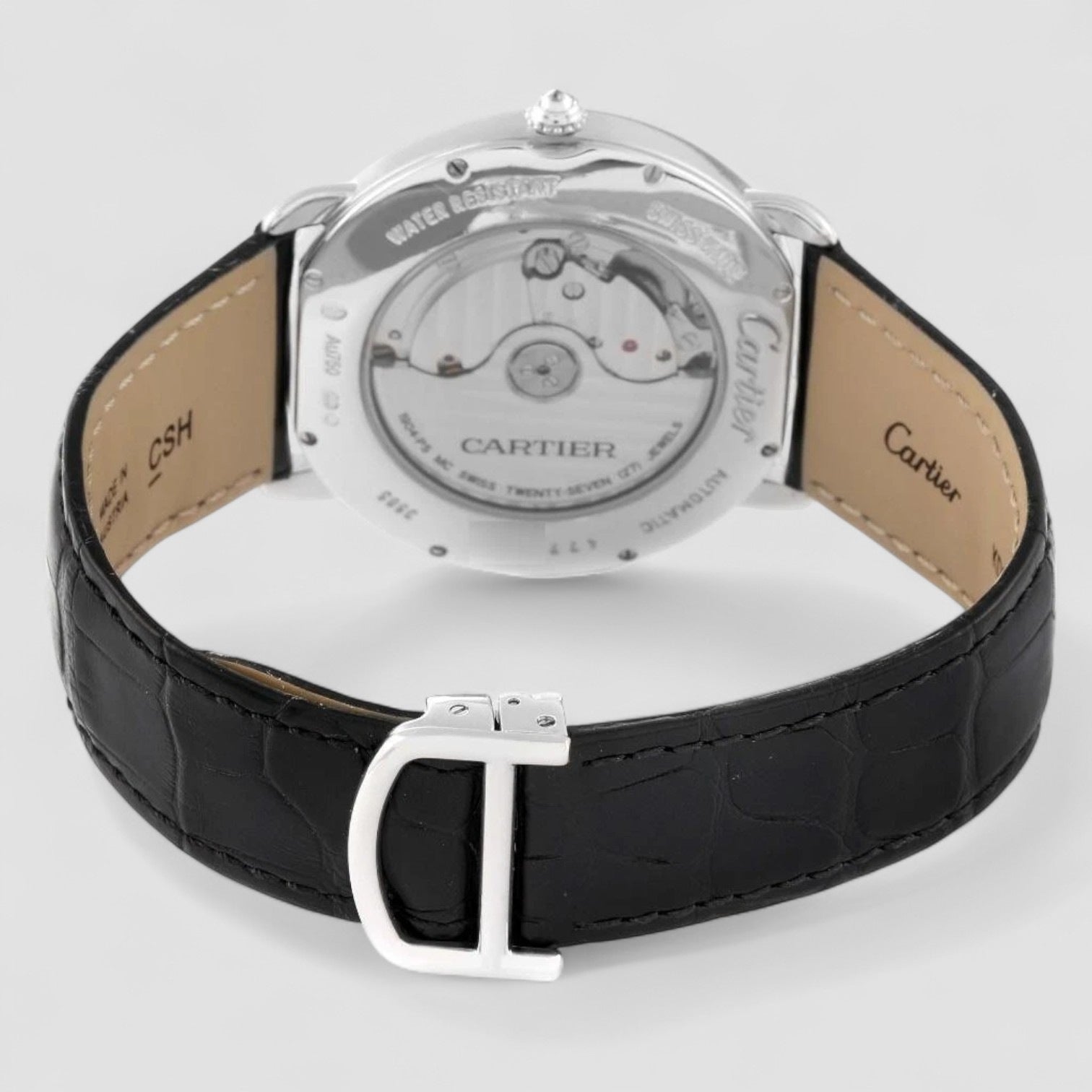 Ronde Louis White Gold Diamond Bezel Silver Dial Mens Watch