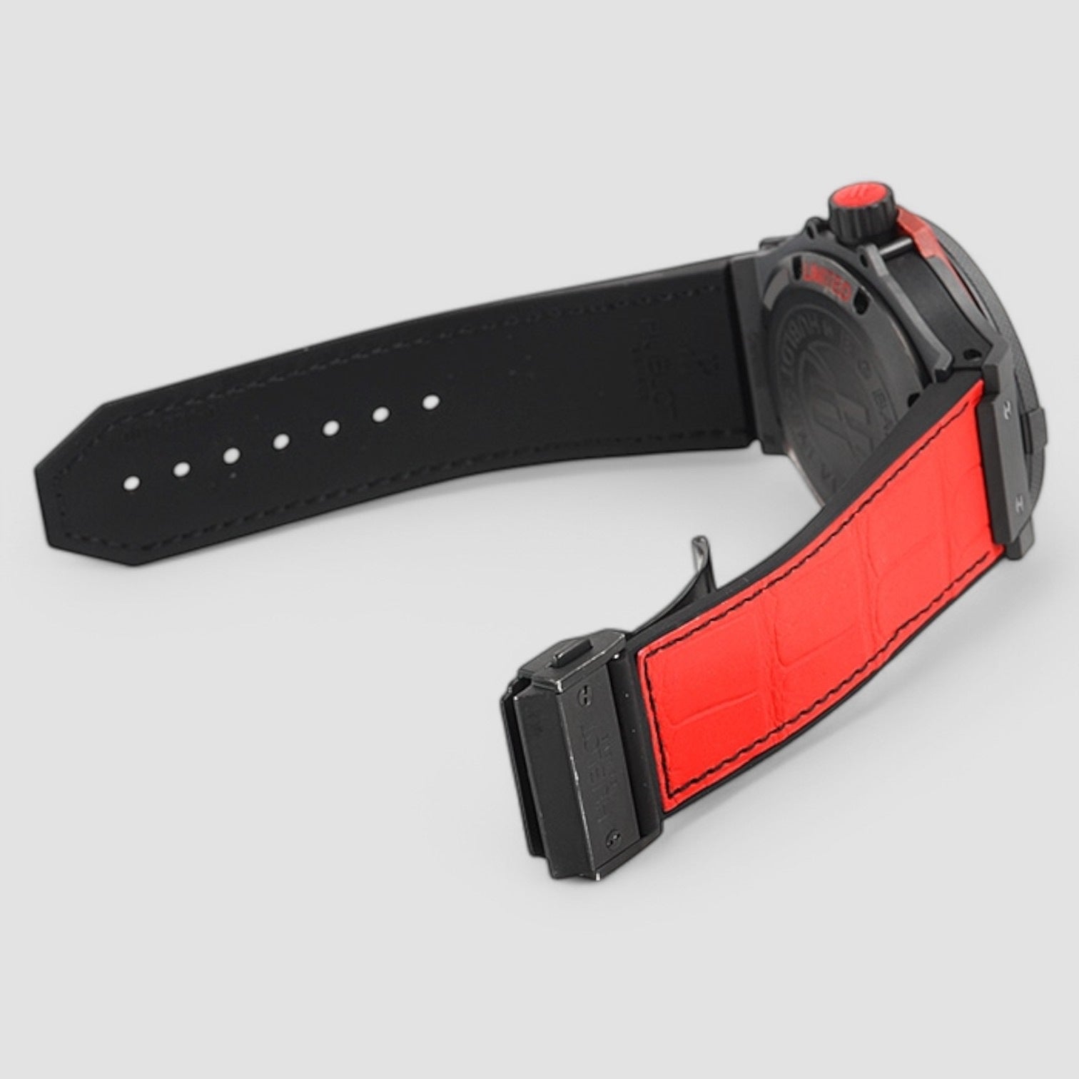 Big Bang Black Dial Red Leather Strap Men's Watch