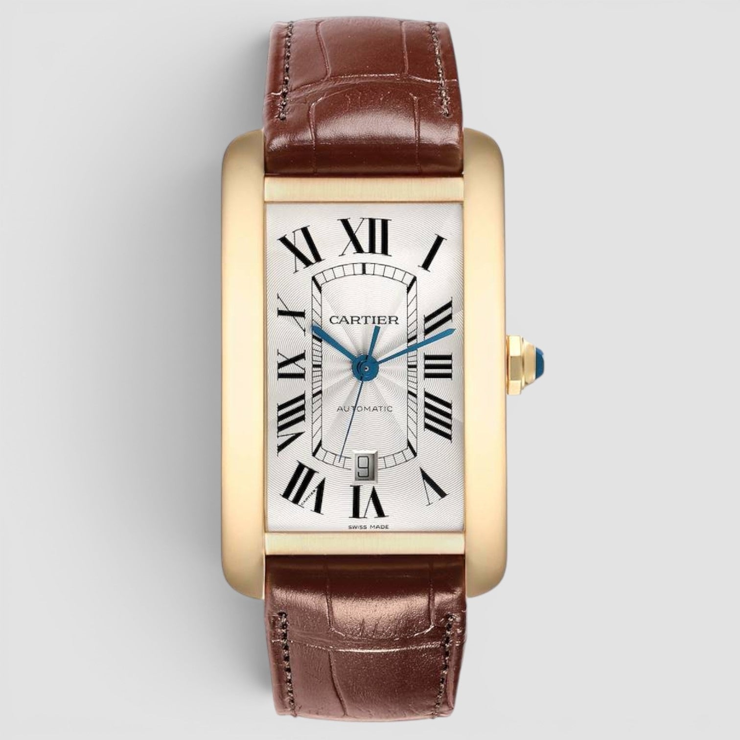 Tank Américaine XL 18K Yellow Gold Silver Guilloché Dial