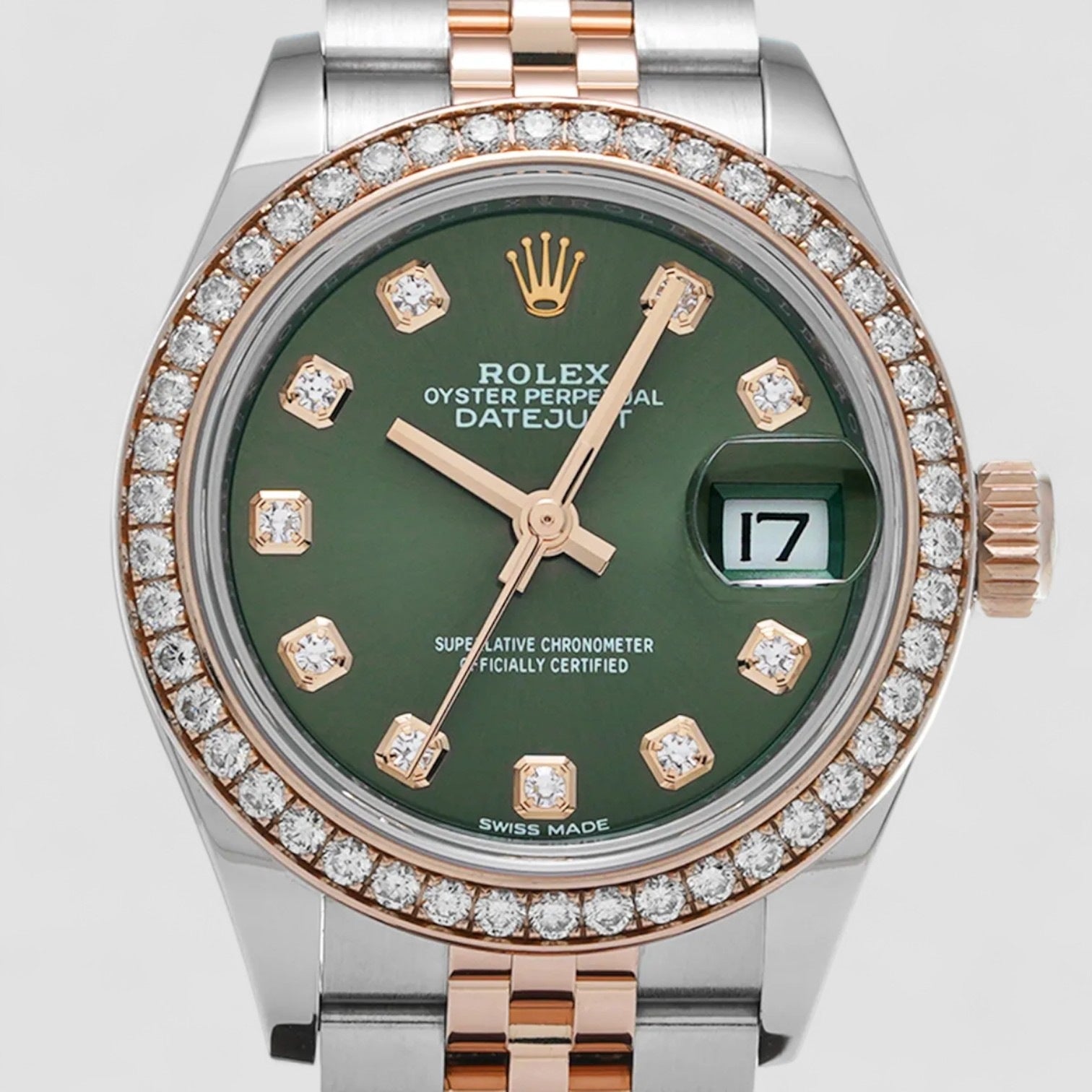Lady-Datejust 28 Green Diamond Dial Watch