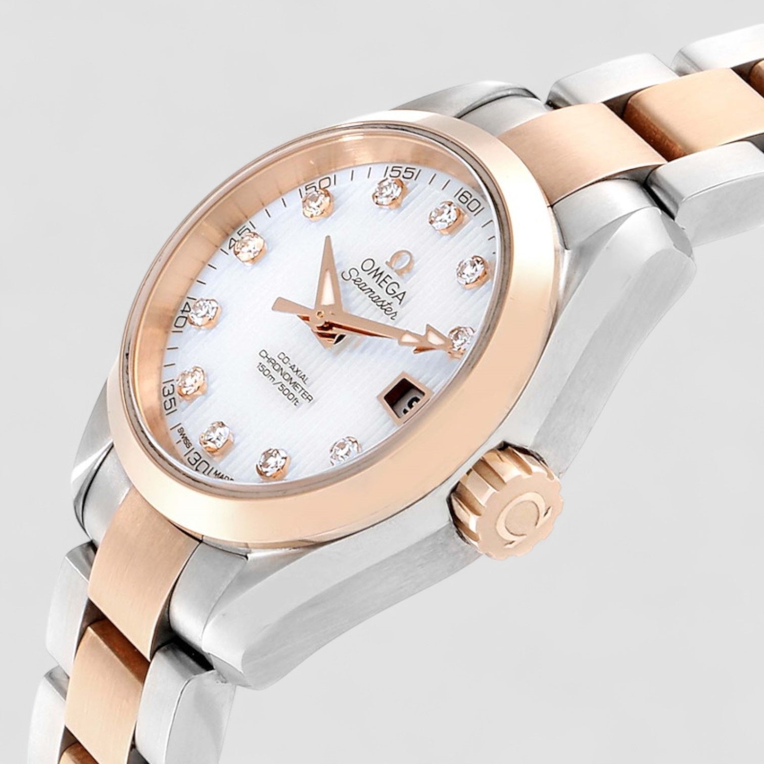 Aqua Terra Mother of Pearl Diamond Dial Men's Watch