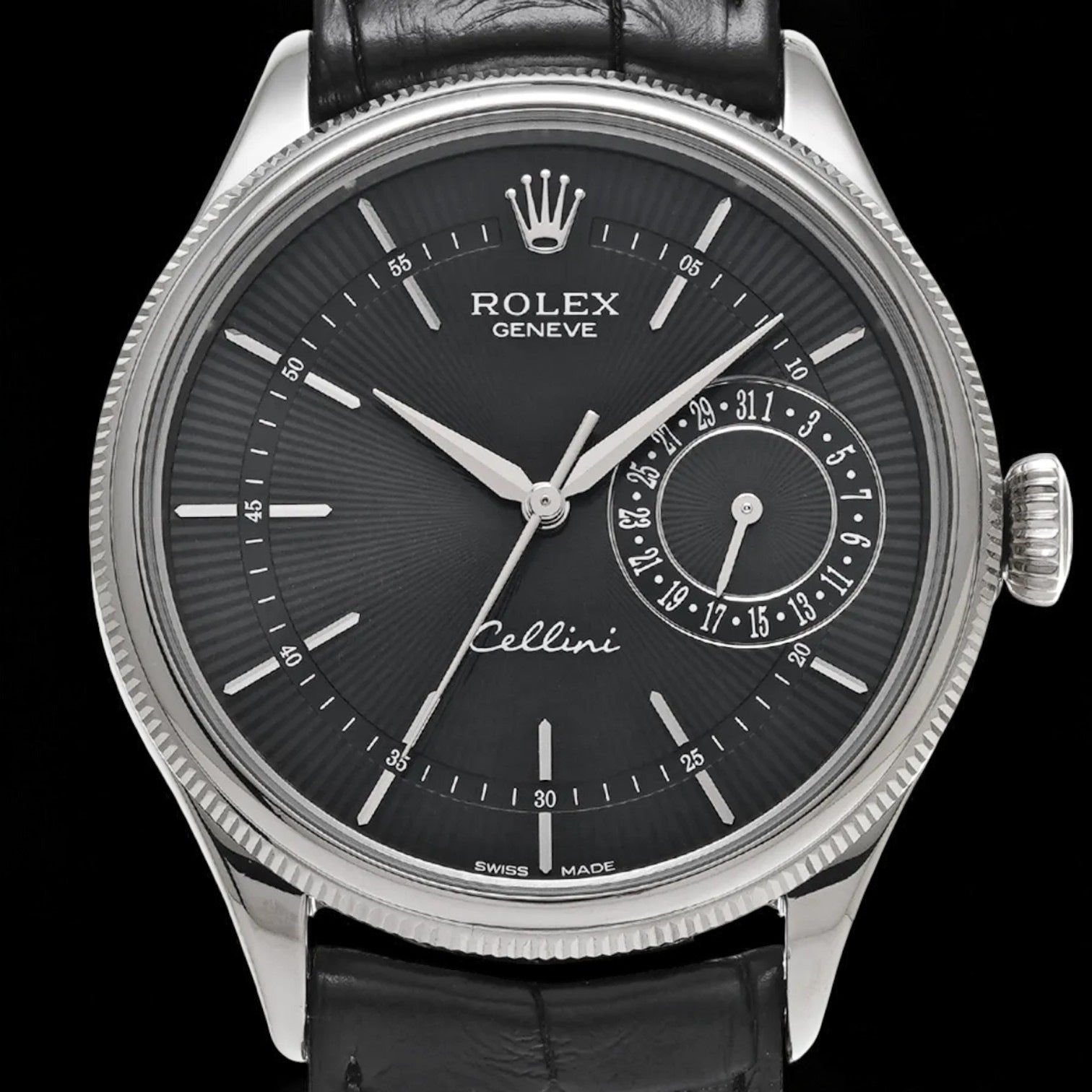 Cellini Date Black Dial 18K White Gold