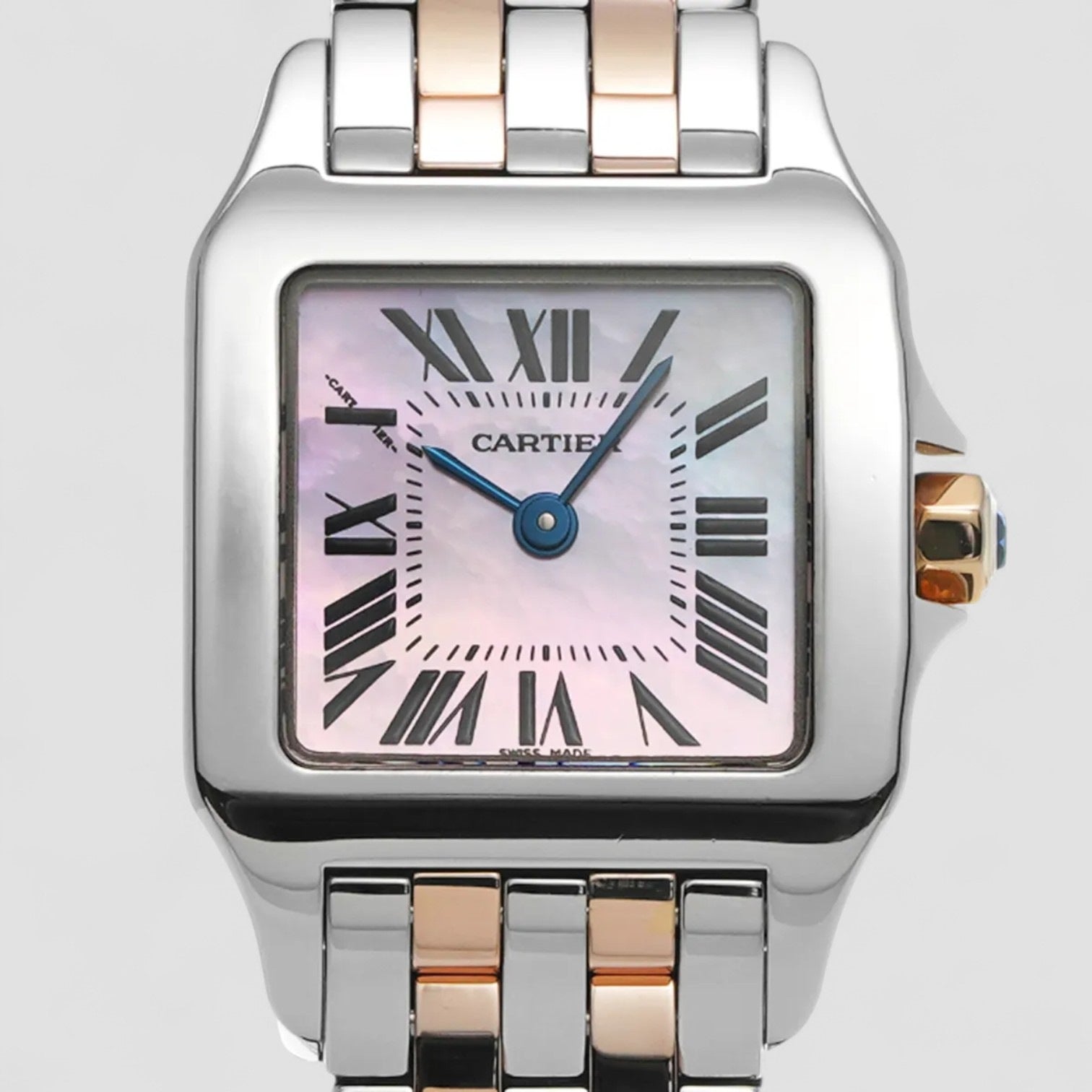 Santos Demoiselle Pink Mother of Pearl Dial Two Tone Steel Ladies Watch