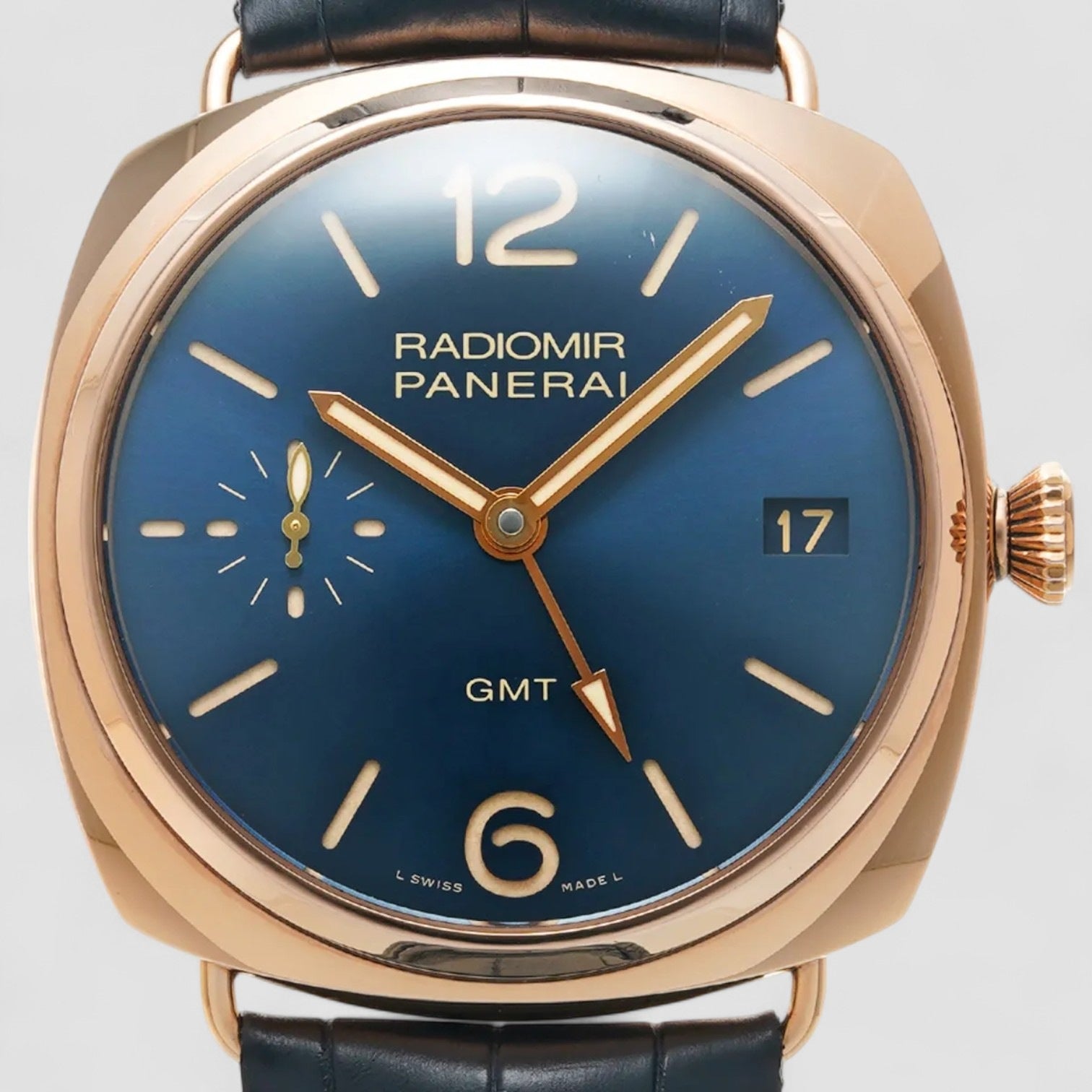 Radiomir 3 Days GMT Oro Rosso 18k Rose Gold Mens Watch