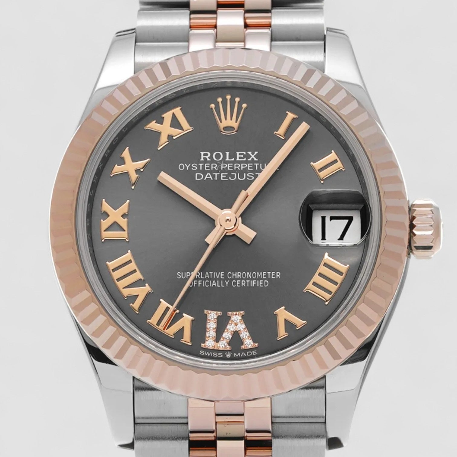 Datejust 31 Steel And 18ct Everose Gold Automatic Silver Diamond Dial Ladies Watch